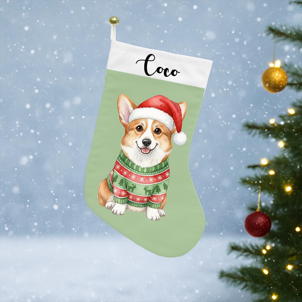Personalized Pet Christmas Stocking: Black Cat in Santa Hat