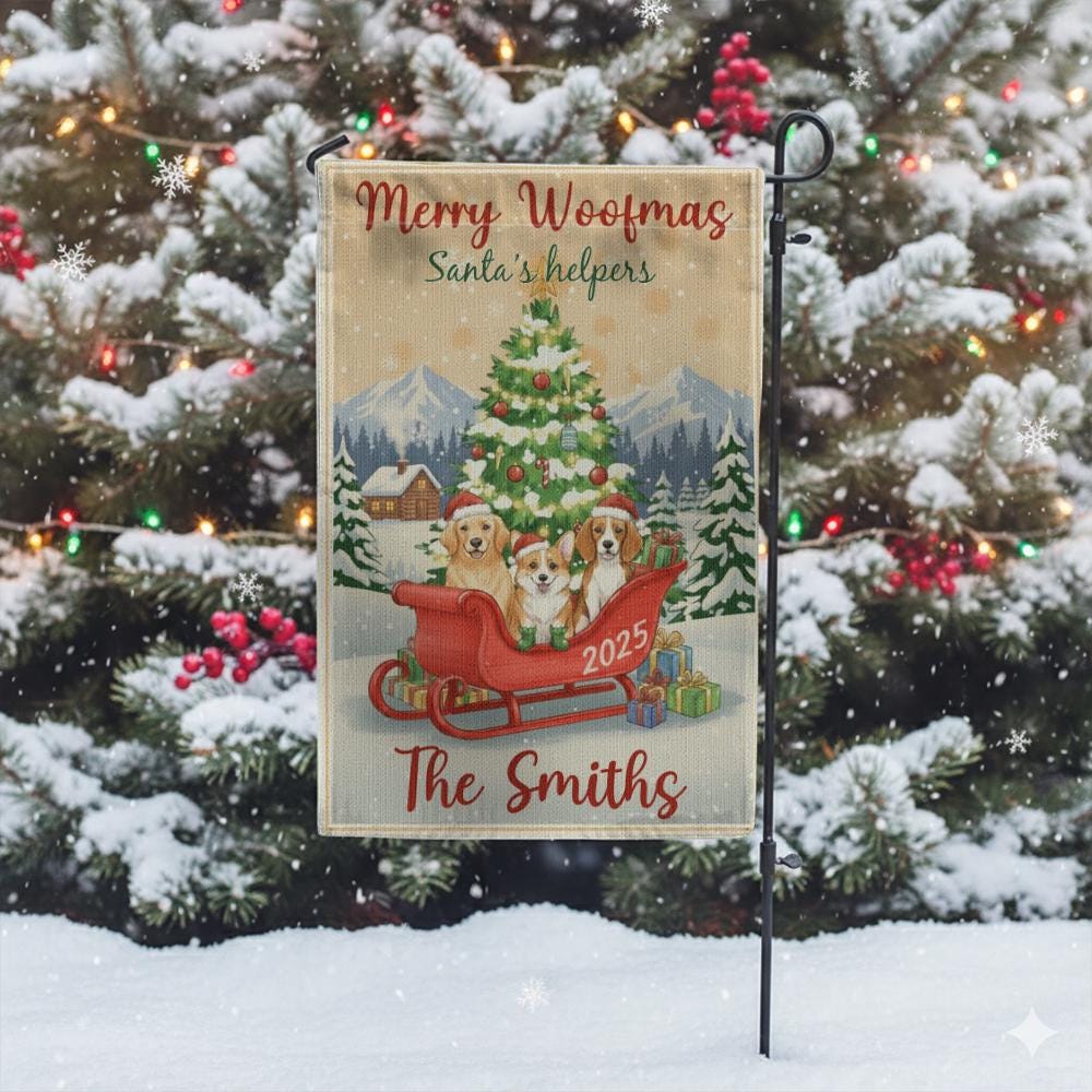 Personalized Dog Christmas Garden Flag: Merry Woofmas Home Decor
