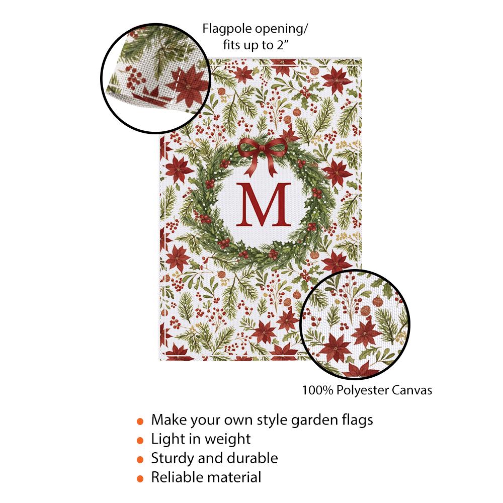 Personalized Garden Flag – Monogram Wreath Print, Polyester Outdoor Banner
