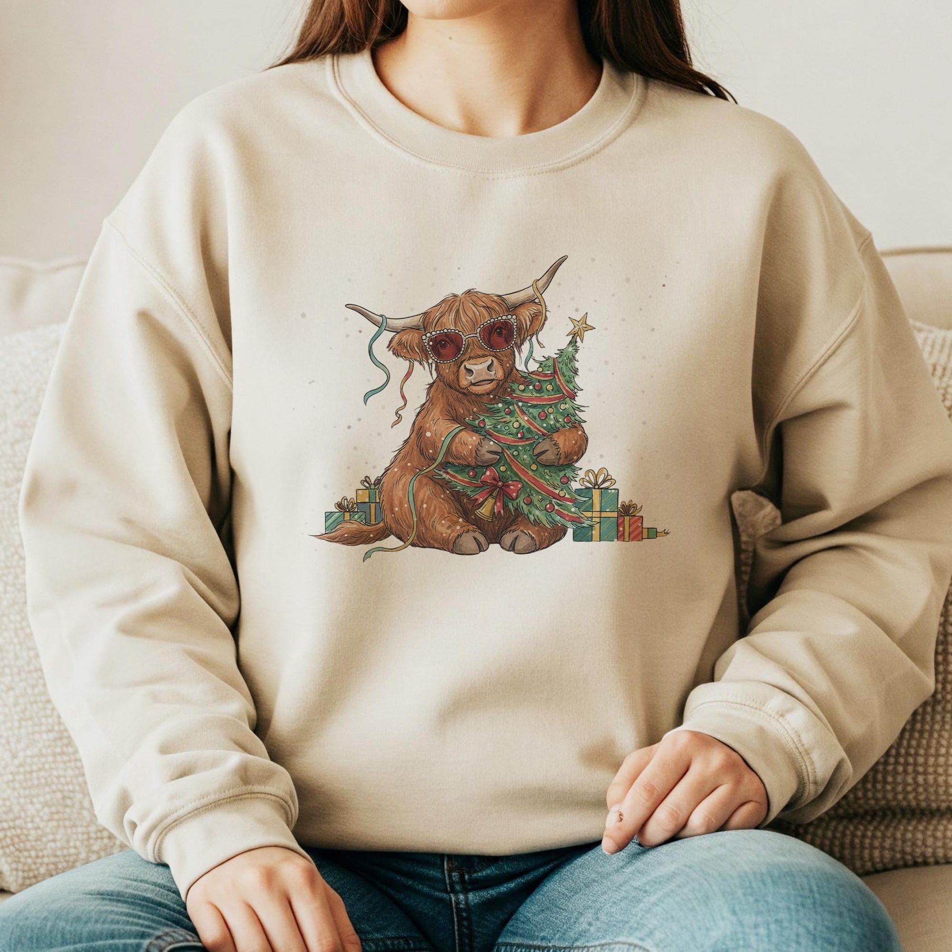 Highland Cow Christmas Sweatshirt: Festive Holiday Pullover