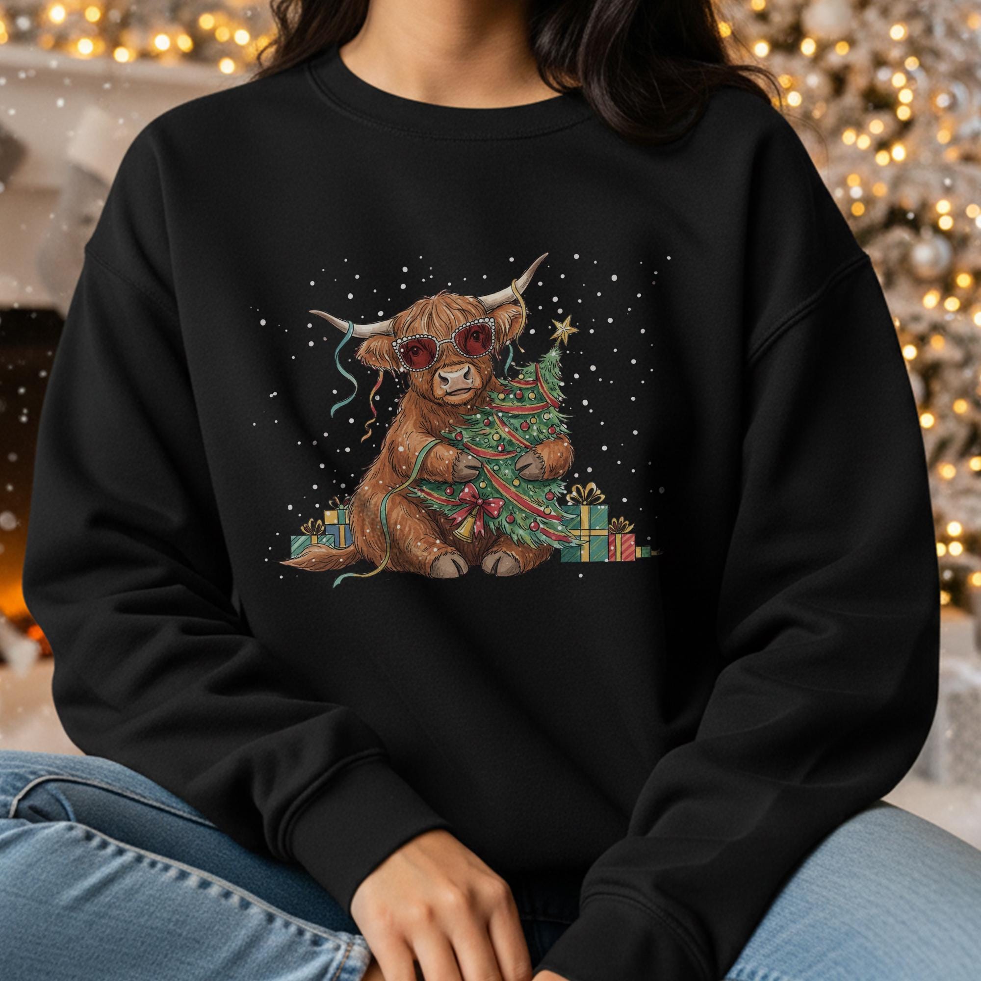 Highland Cow Christmas Sweatshirt: Festive Holiday Pullover