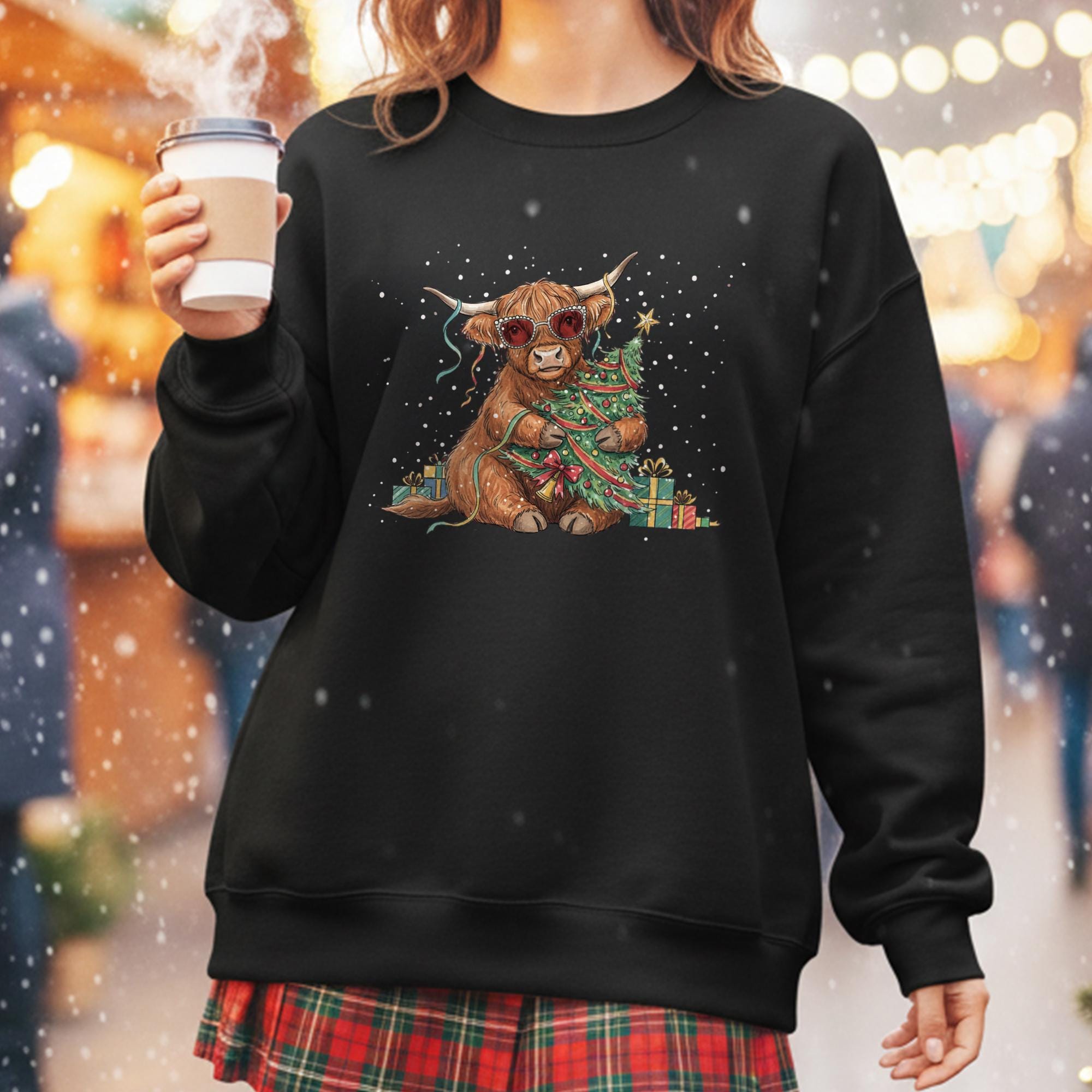 Highland Cow Christmas Sweatshirt: Festive Holiday Pullover