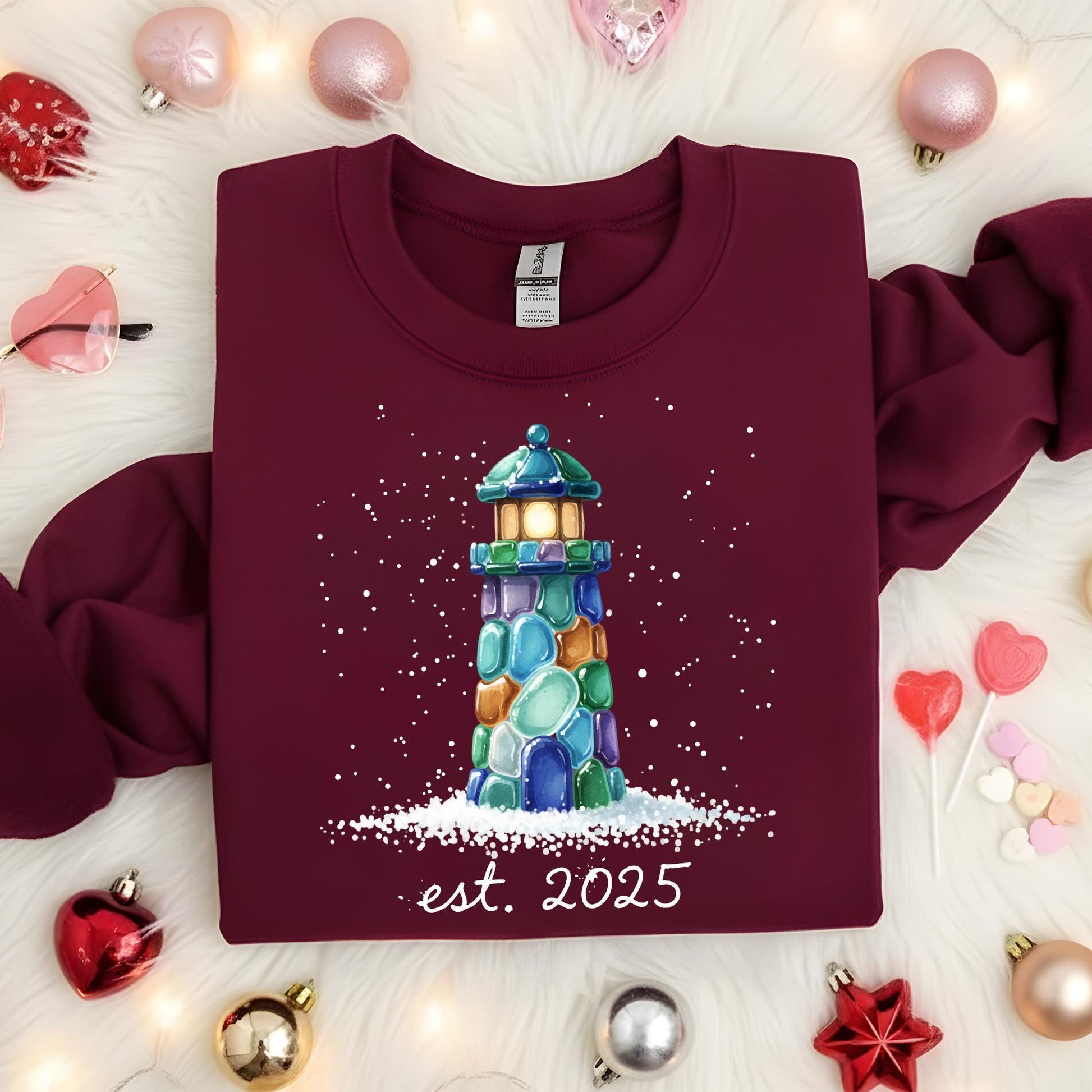 Personalized Lighthouse Sweatshirt: Custom Est. Date Coastal Crewneck