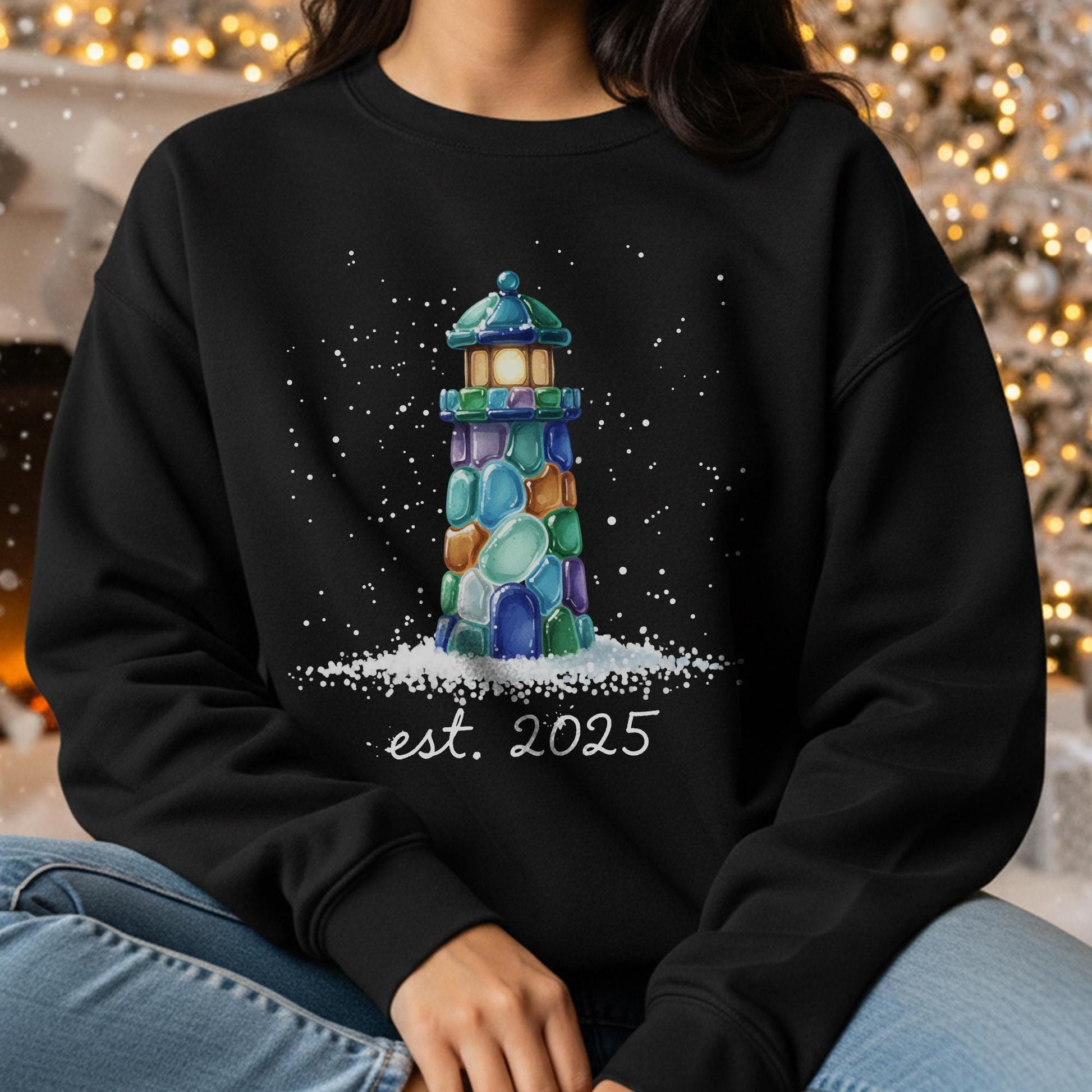 Personalized Lighthouse Sweatshirt: Custom Est. Date Coastal Crewneck