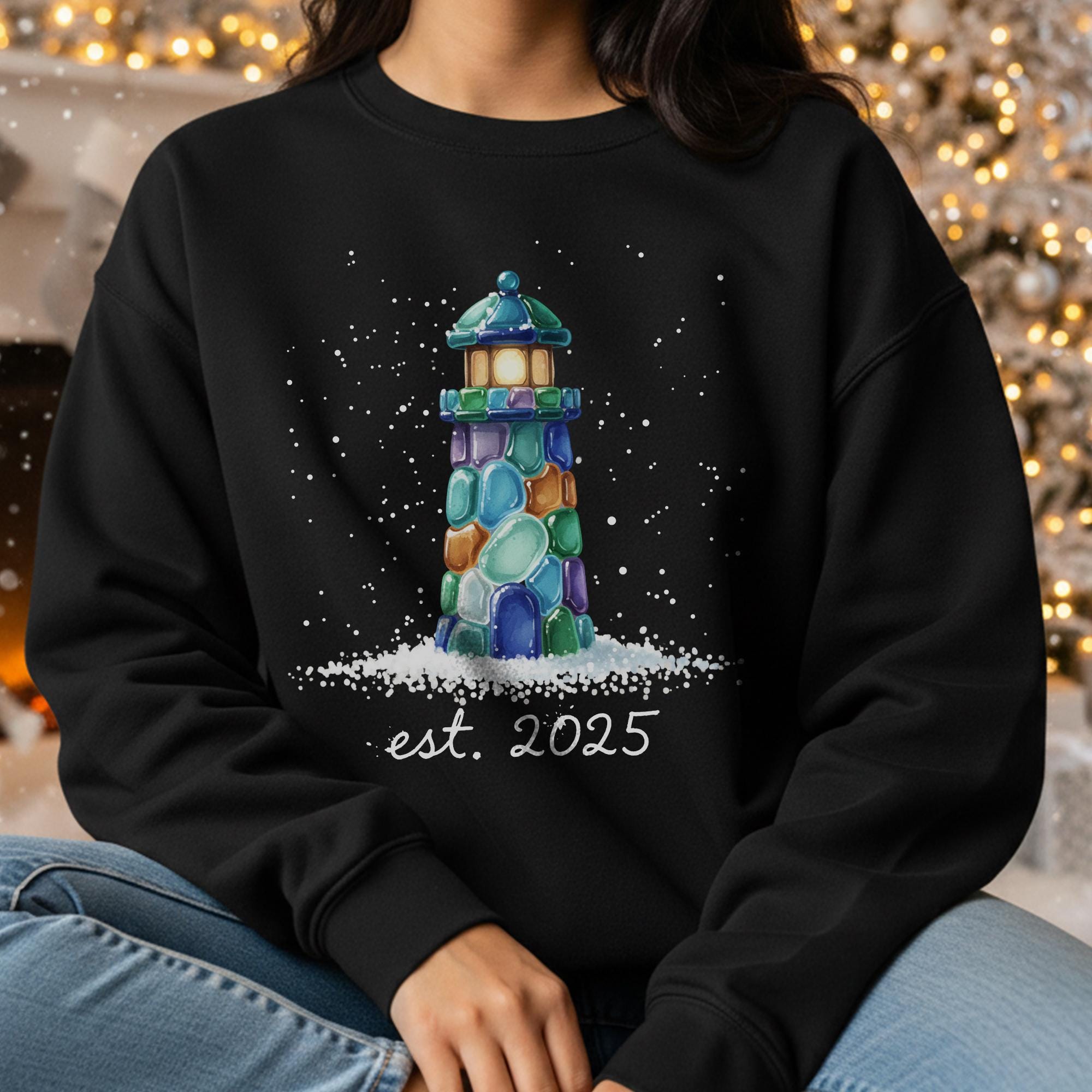 Personalized Lighthouse Sweatshirt: Custom Est. Date Coastal Crewneck
