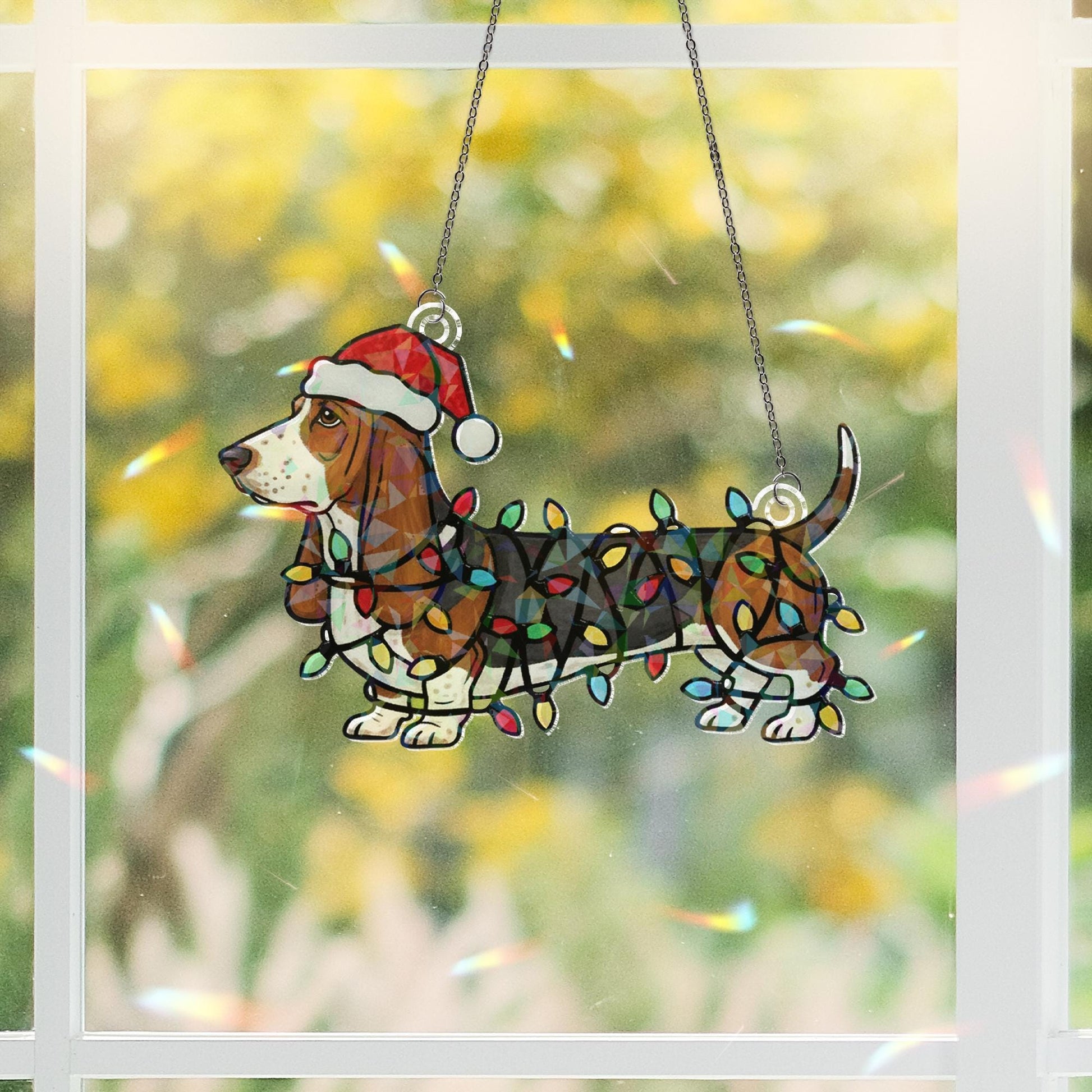 Hologram Basset Hound Window Hanging – Dog Suncatcher Decor