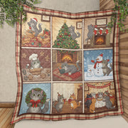 Christmas Cat Quilt Blanket: Cozy Holiday Patchwork Throw
