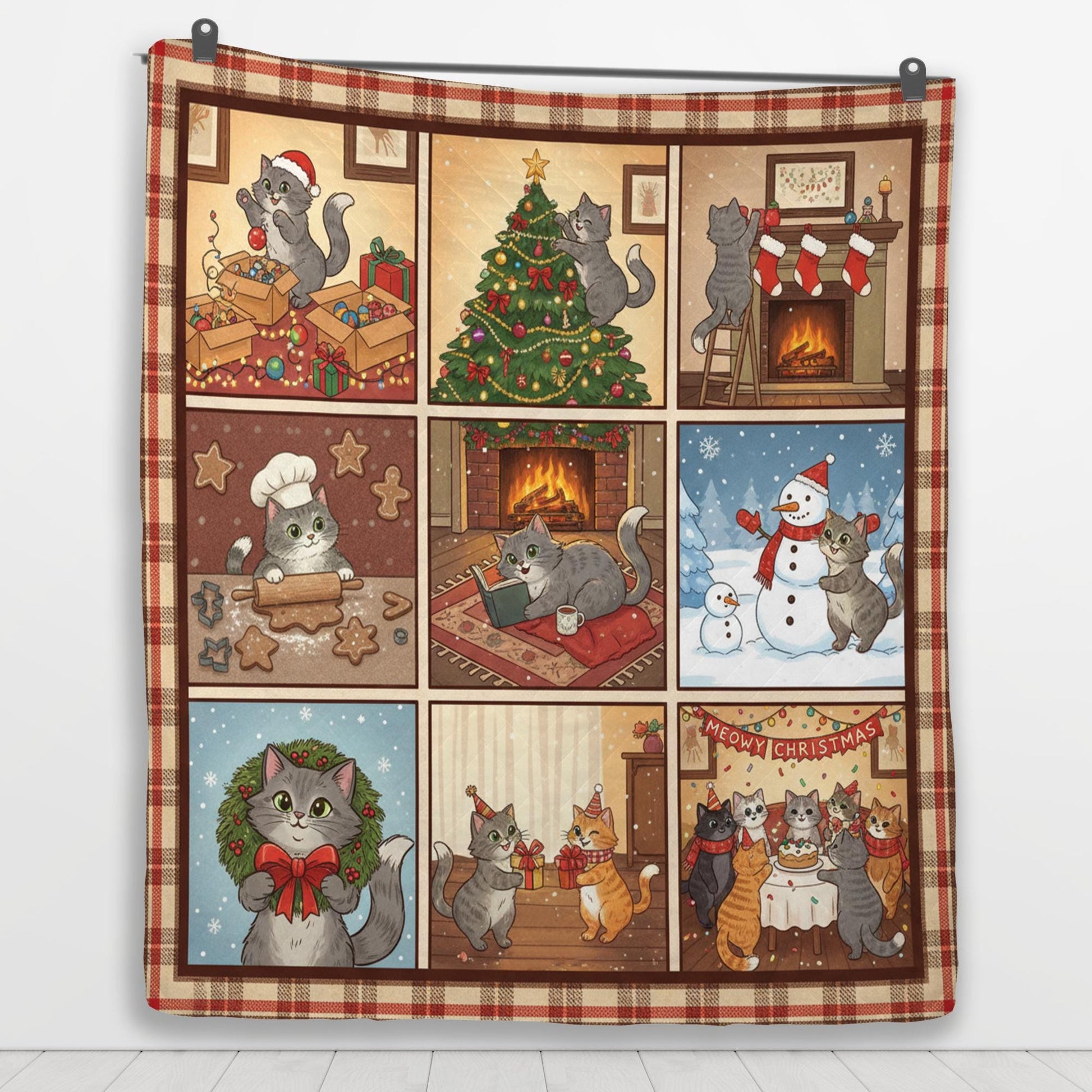 Christmas Cat Quilt Blanket: Cozy Holiday Patchwork Throw