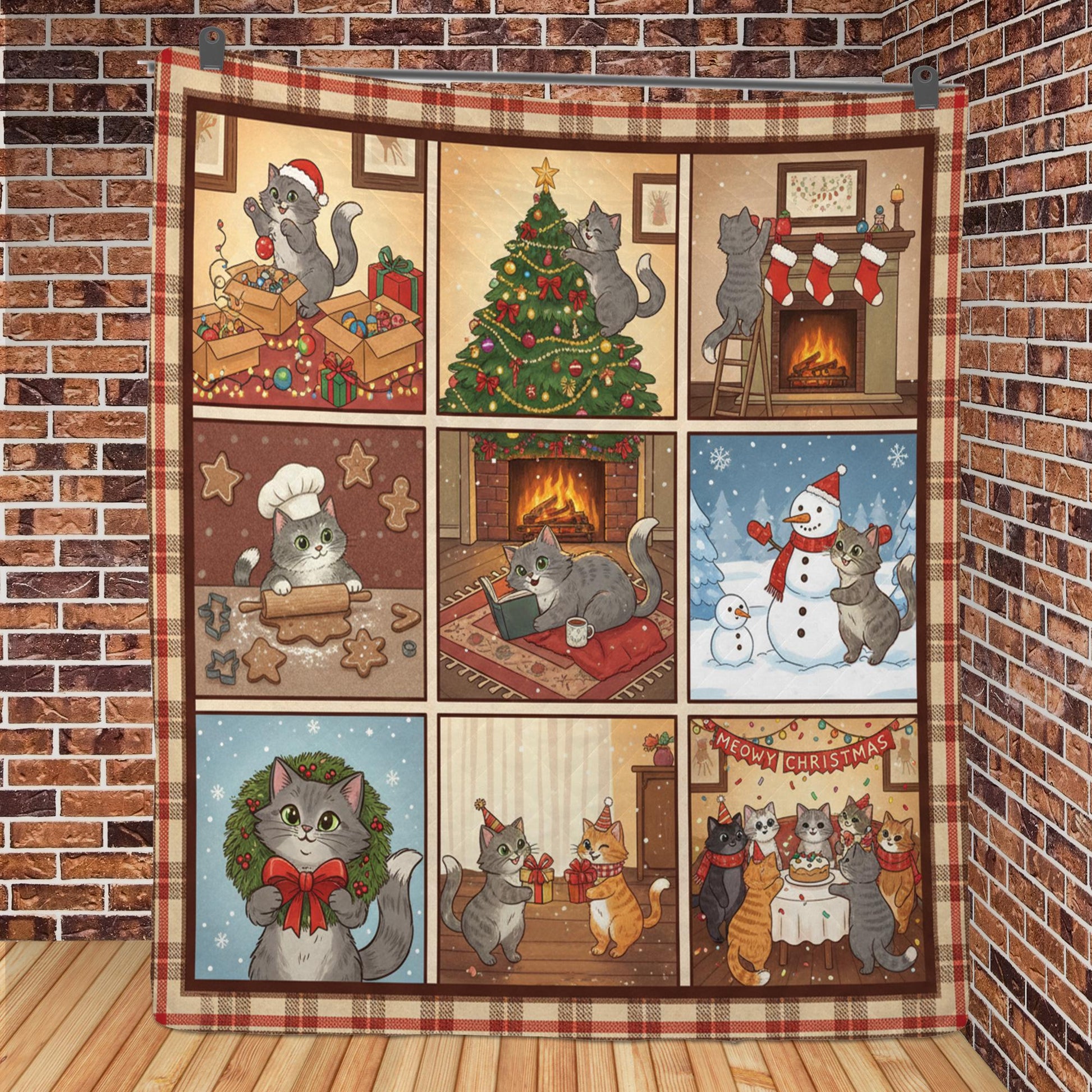 Christmas Cat Quilt Blanket: Cozy Holiday Patchwork Throw