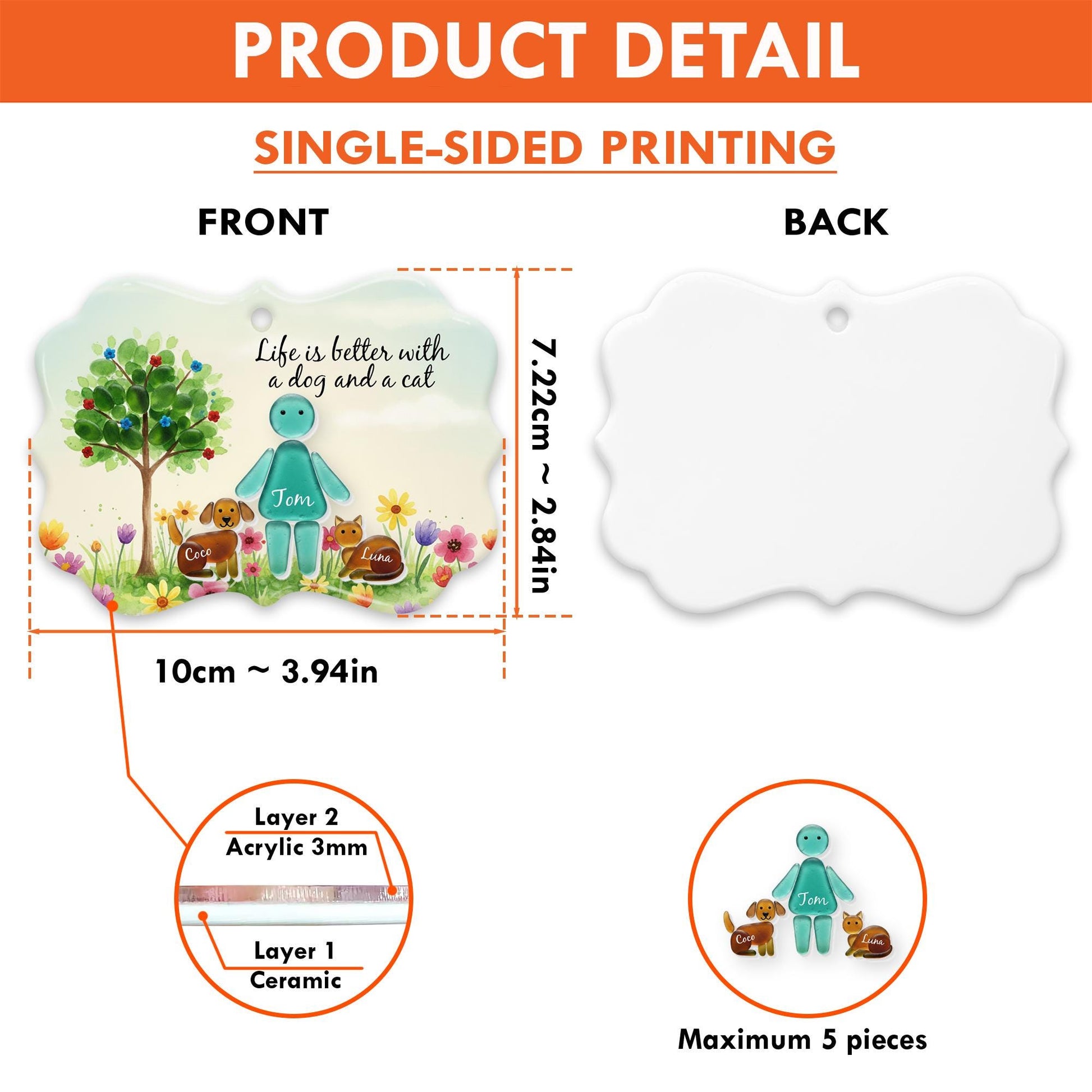 Custom Pet Ornament: Ceramic & Acrylic Personalized Keepsake