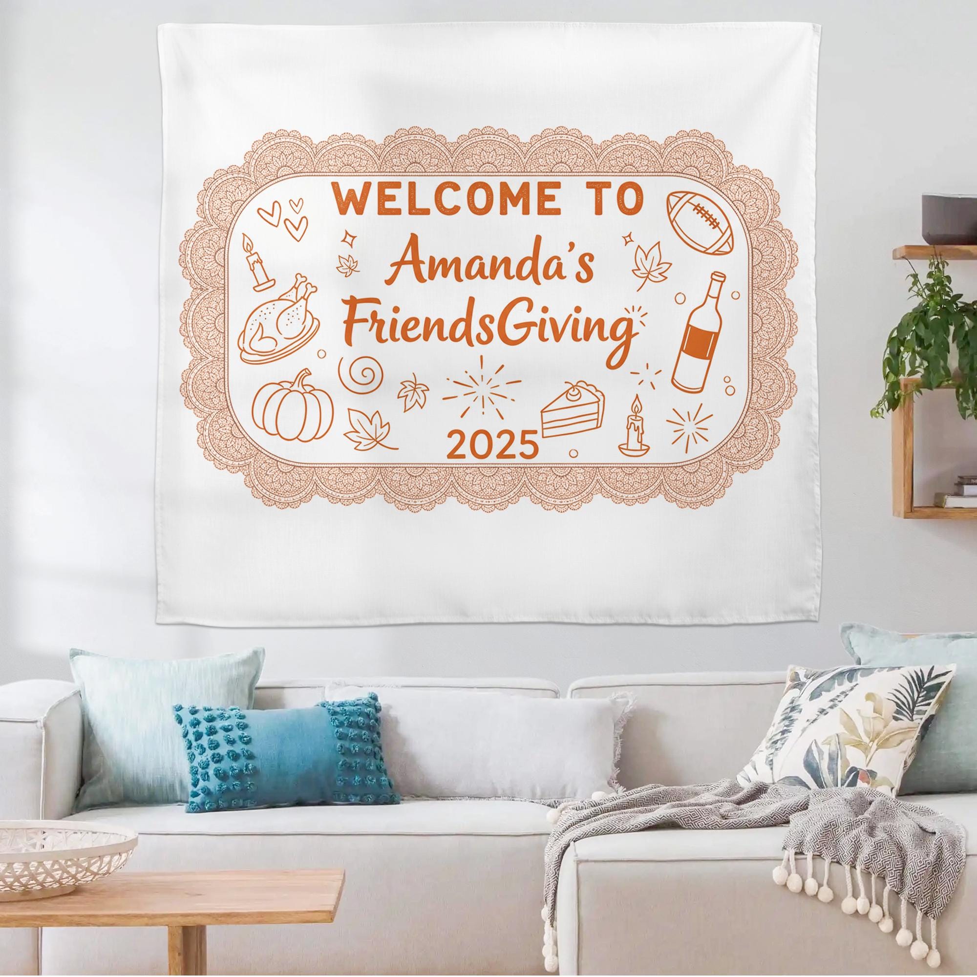 Personalized Friendsgiving Tapestry: Custom Thanksgiving Fall Decor