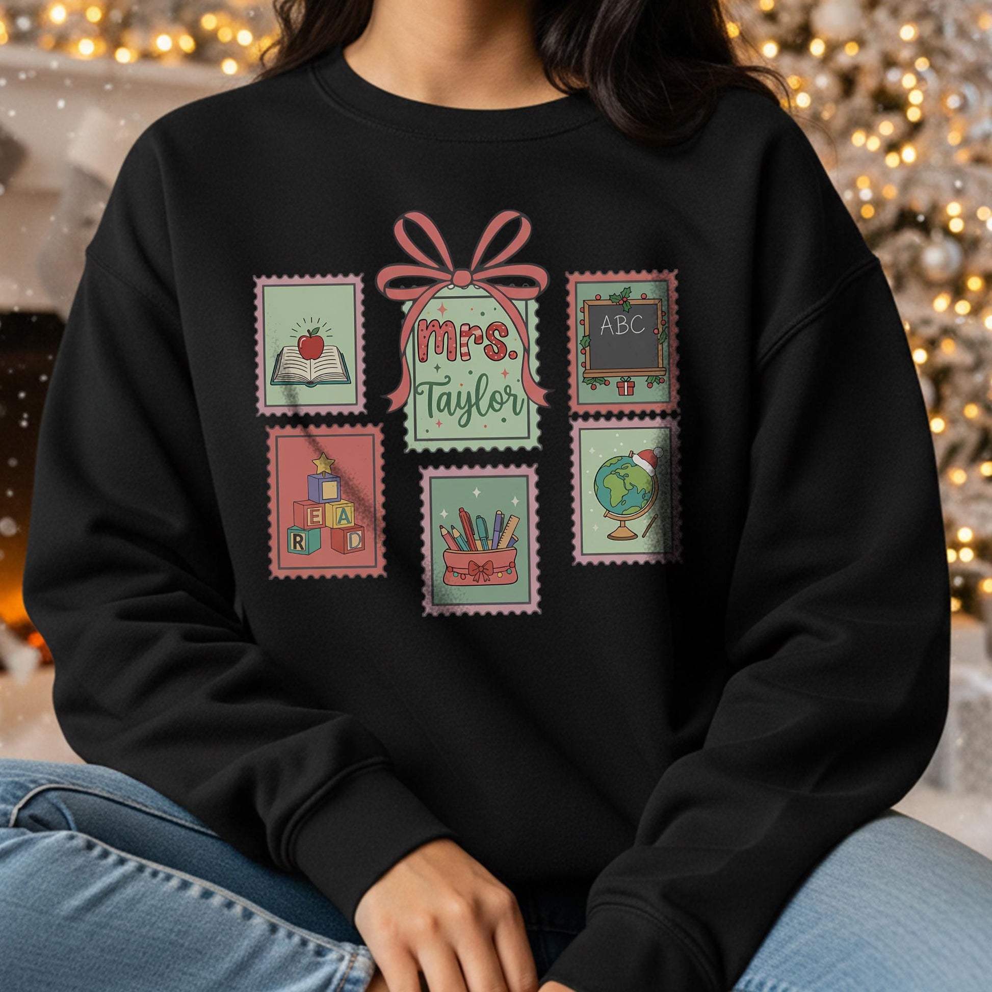 Personalized Teacher Christmas Sweatshirt: Custom Name Gift