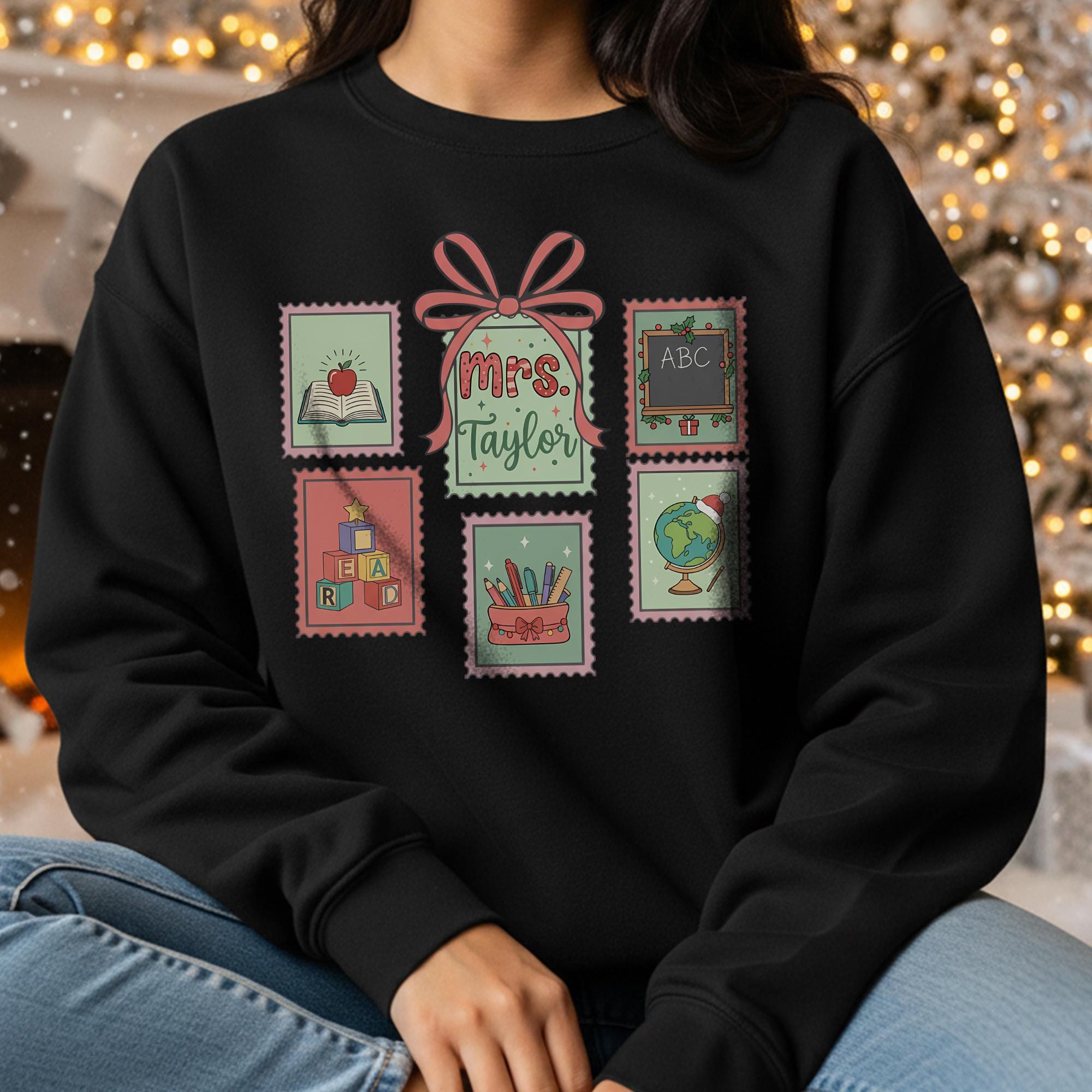 Personalized Teacher Christmas Sweatshirt: Custom Name Gift