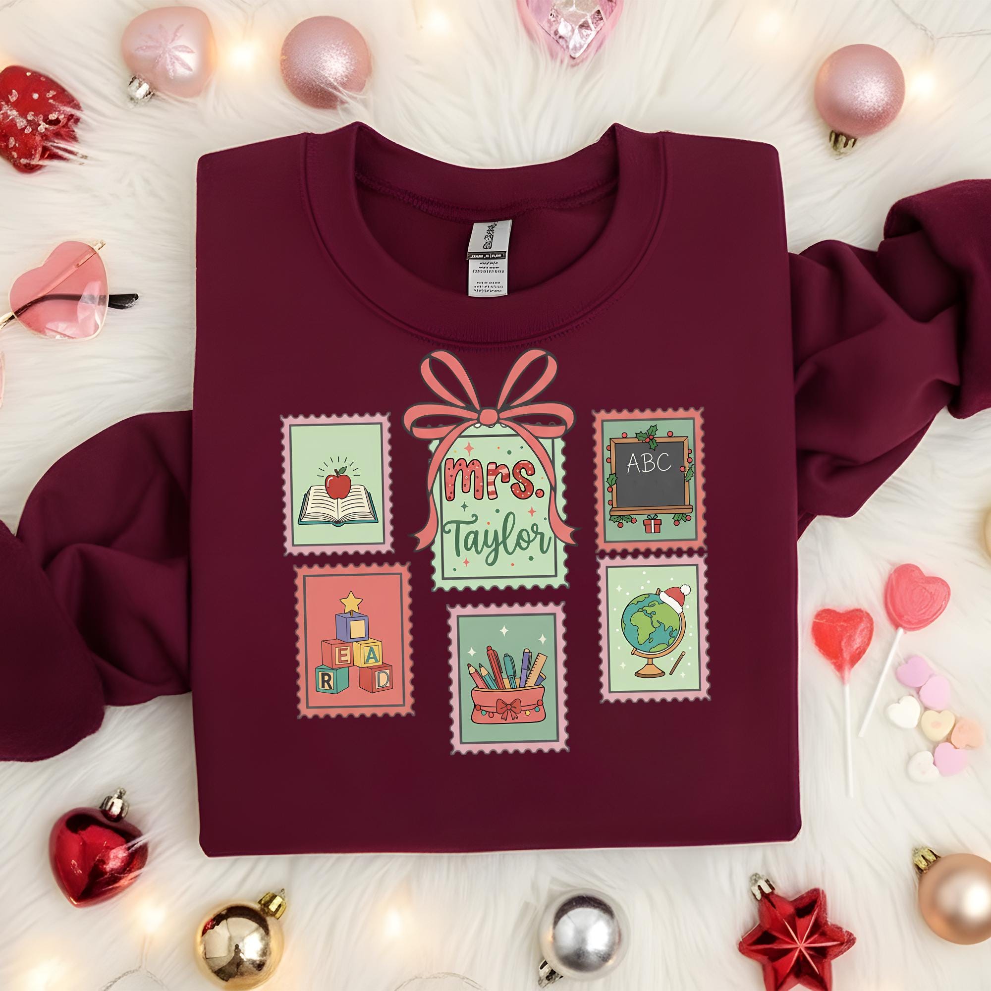 Personalized Teacher Christmas Sweatshirt: Custom Name Gift