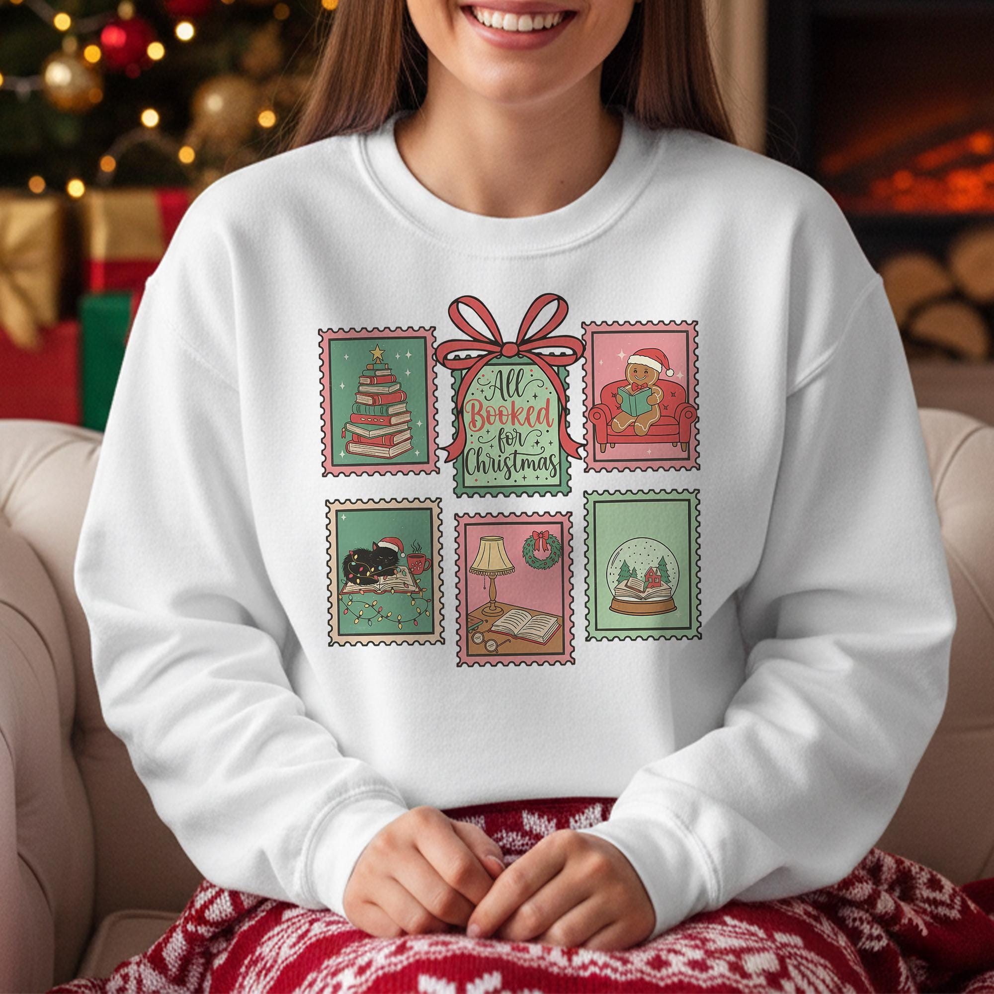 All Booked for Christmas Sweatshirt – Book Lover Xmas Shirt
