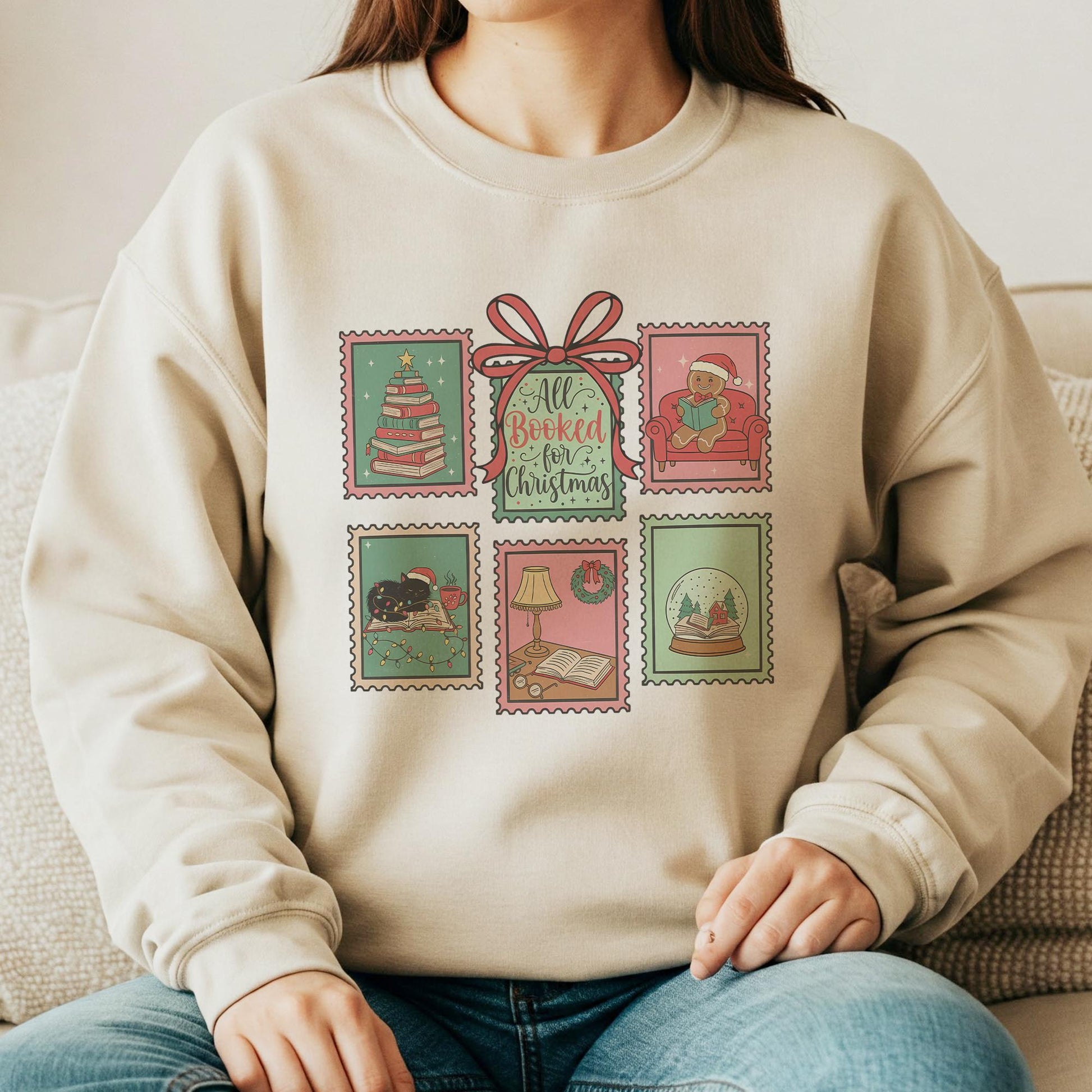 All Booked for Christmas Sweatshirt – Book Lover Xmas Shirt