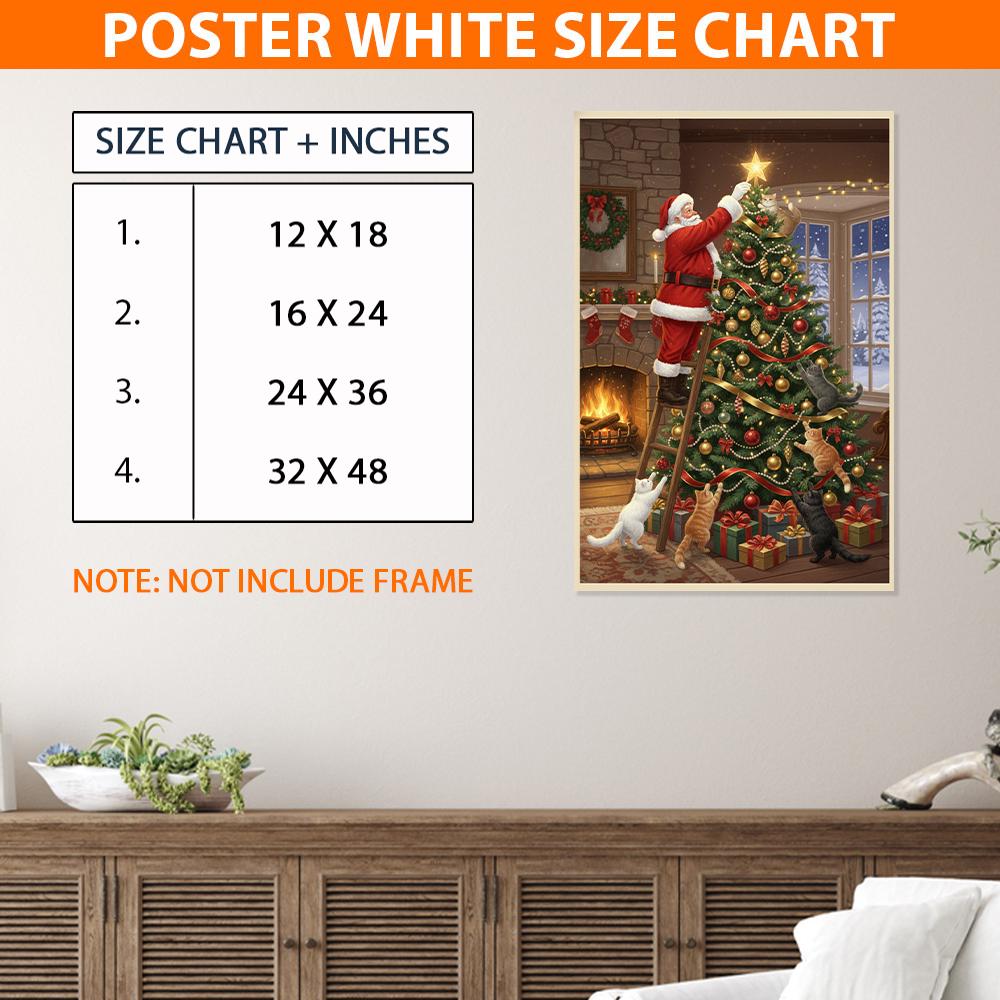 Merry Catmas Poster – Cat Christmas Illustration, Wall Art Print