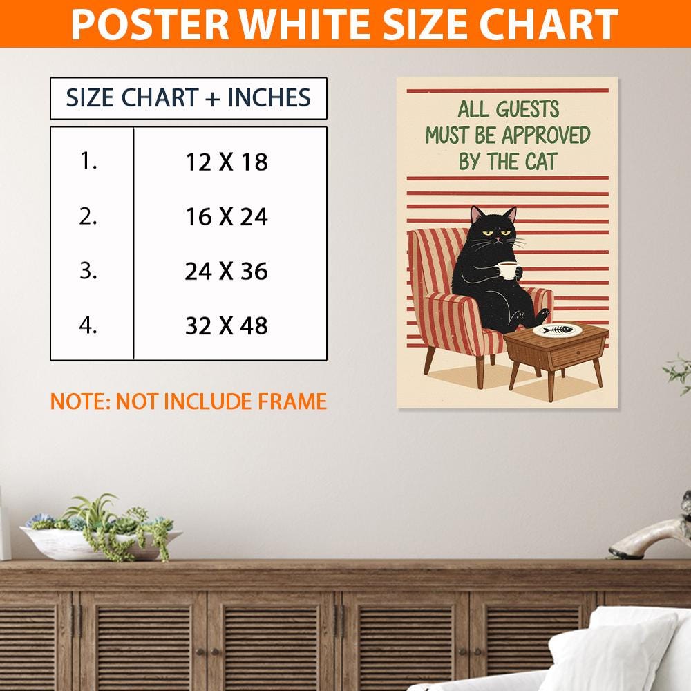 All Guests Must Be Approved by the Cat Poster – Cat Illustration Wall Art