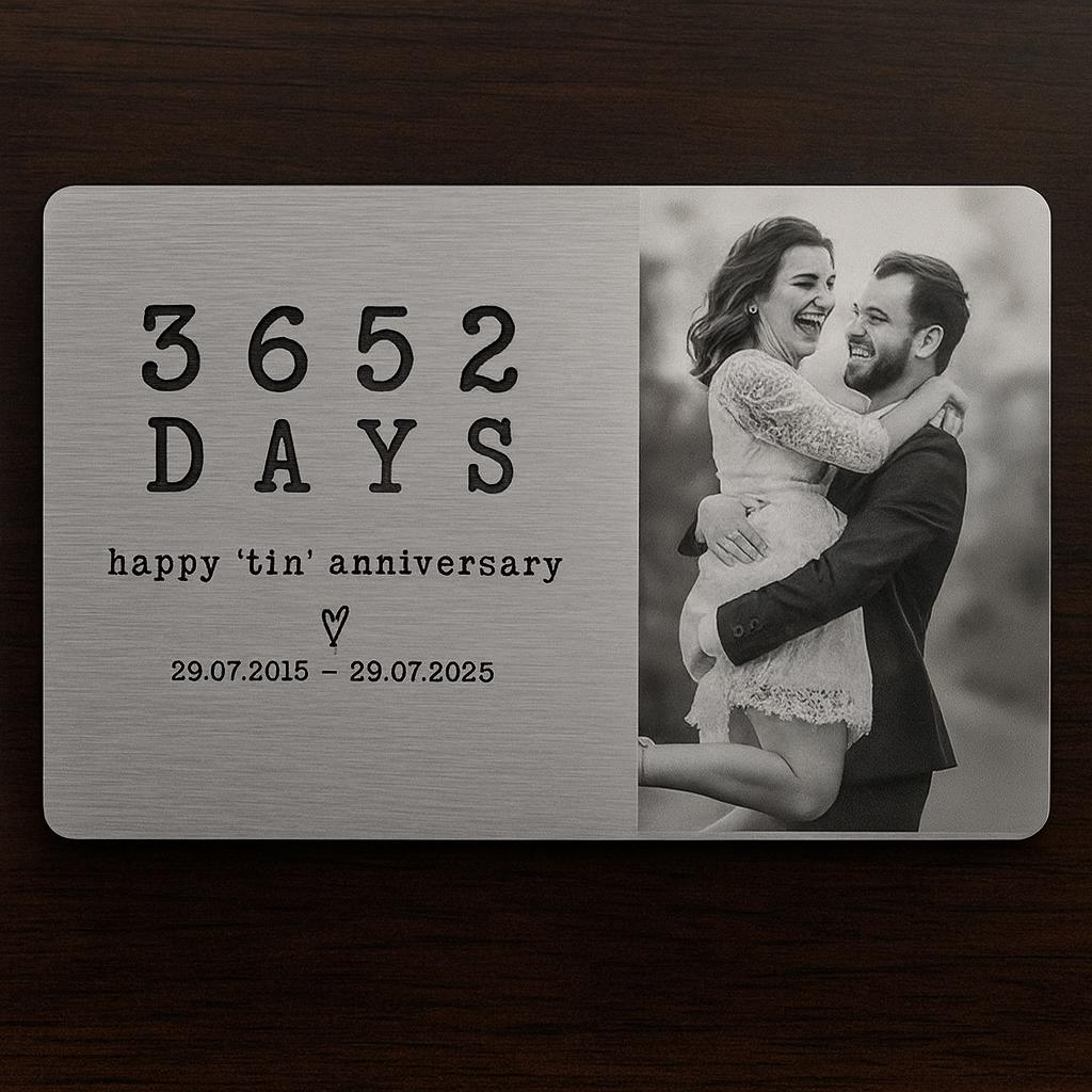 Photo Custom 10th Anniversary Metal Wallet Card: Forever Love Keepsake