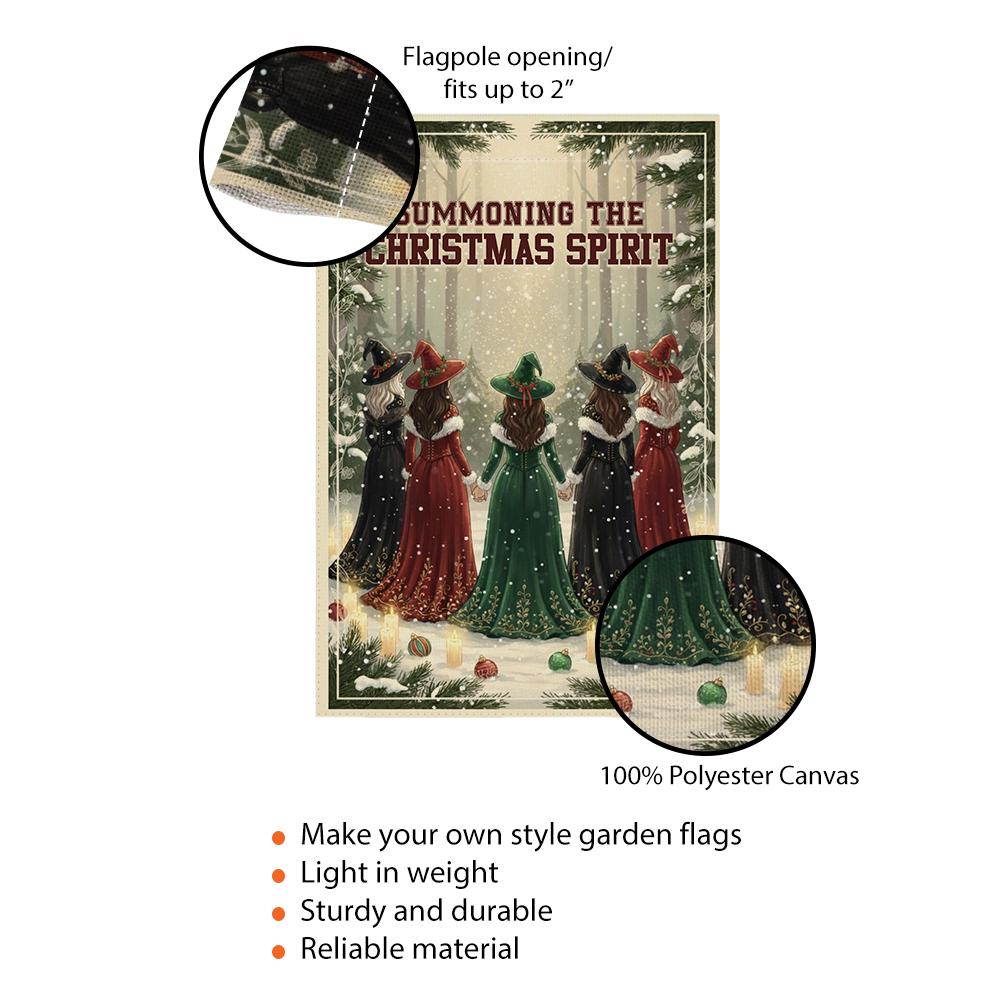Summoning the Christmas Spirit Flag – Witchy Holiday Print, Outdoor Garden Banner