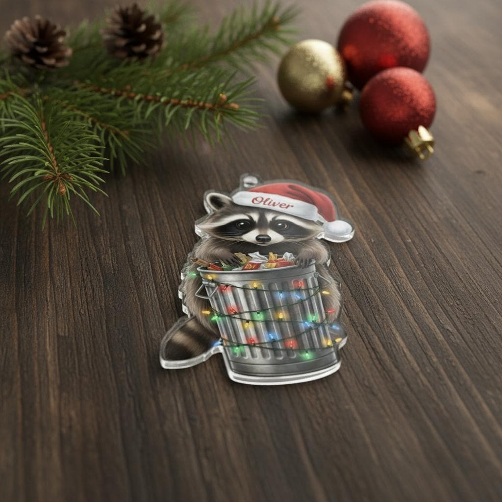 Raccoon Christmas Ornament - Santa Raccoon Holiday Decor