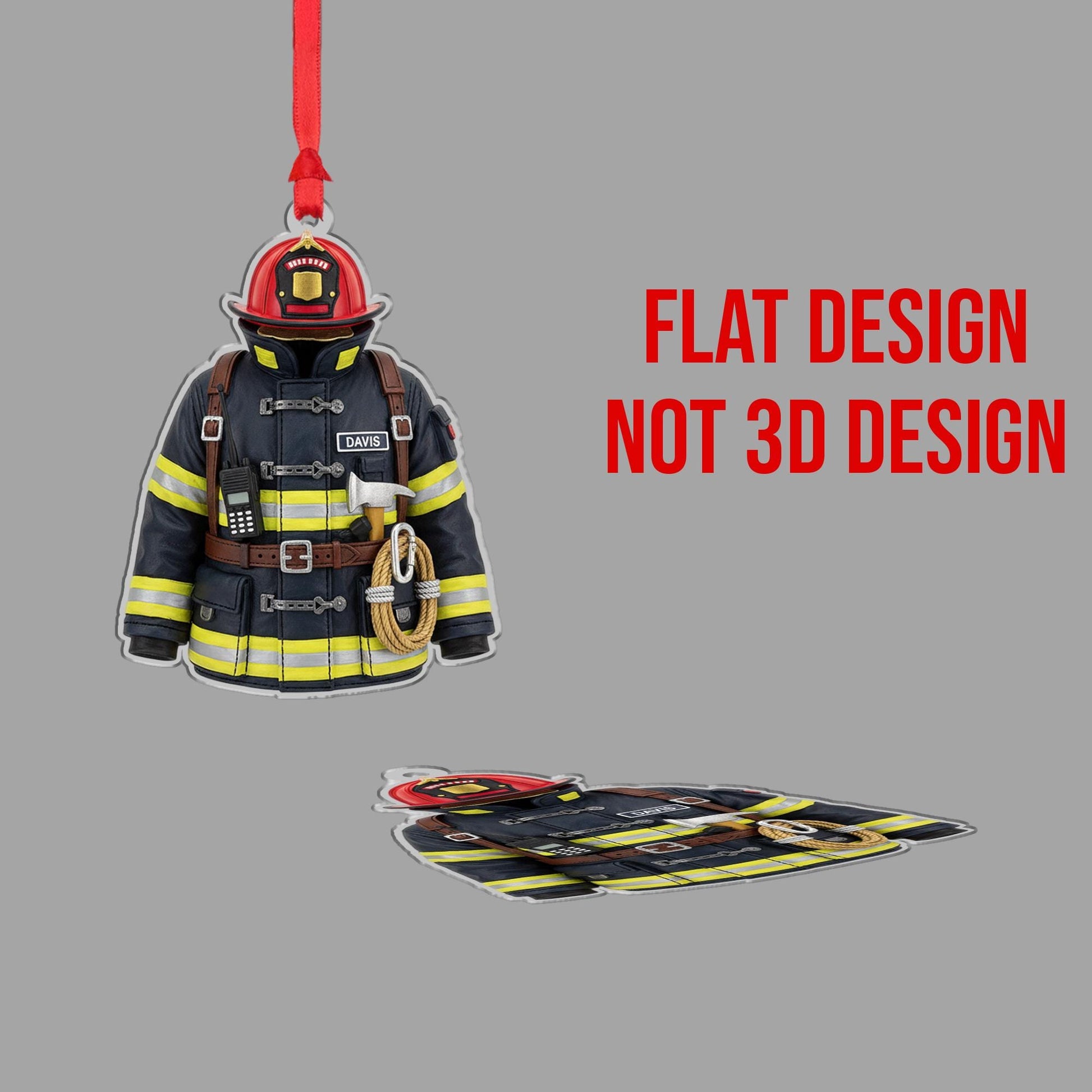 Firefighter Ornament | Fire Dept Helmet & Gear Decor | Custom Emergency Decoration