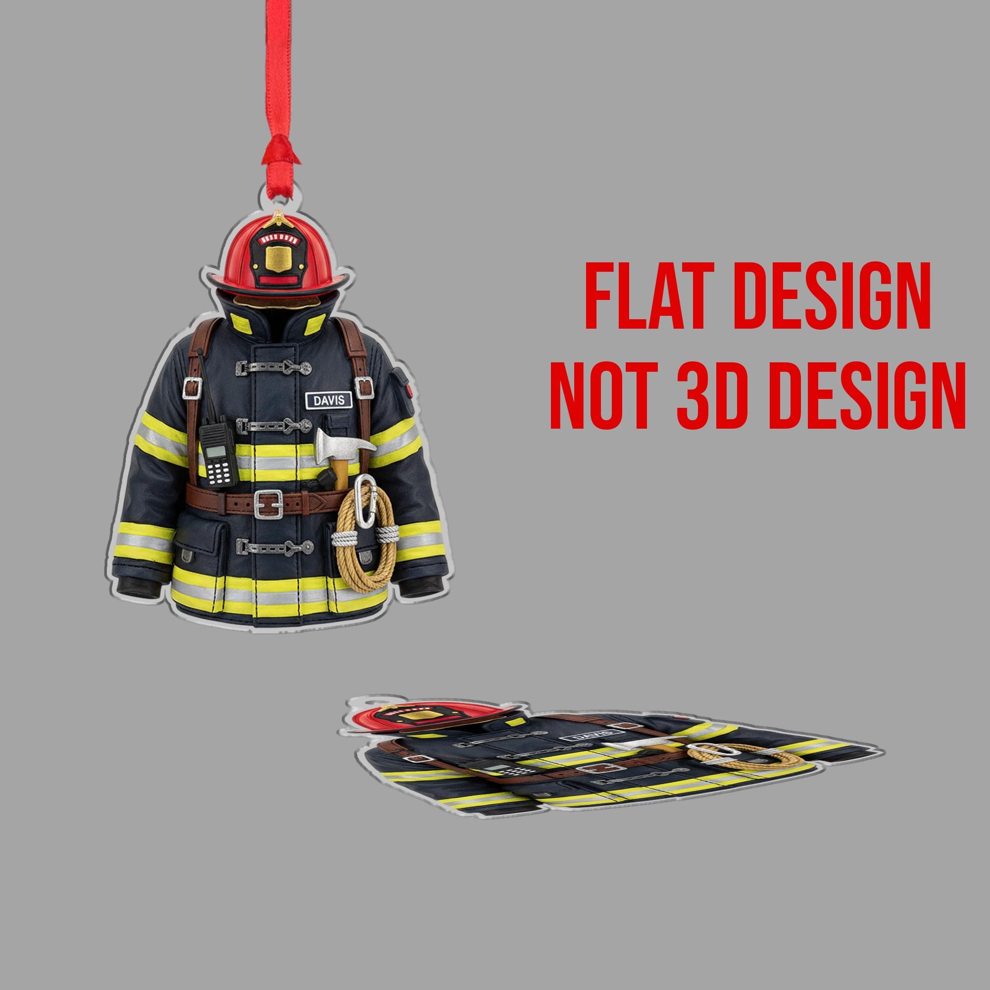 Firefighter Ornament | Fire Dept Helmet & Gear Decor | Custom Emergency Decoration