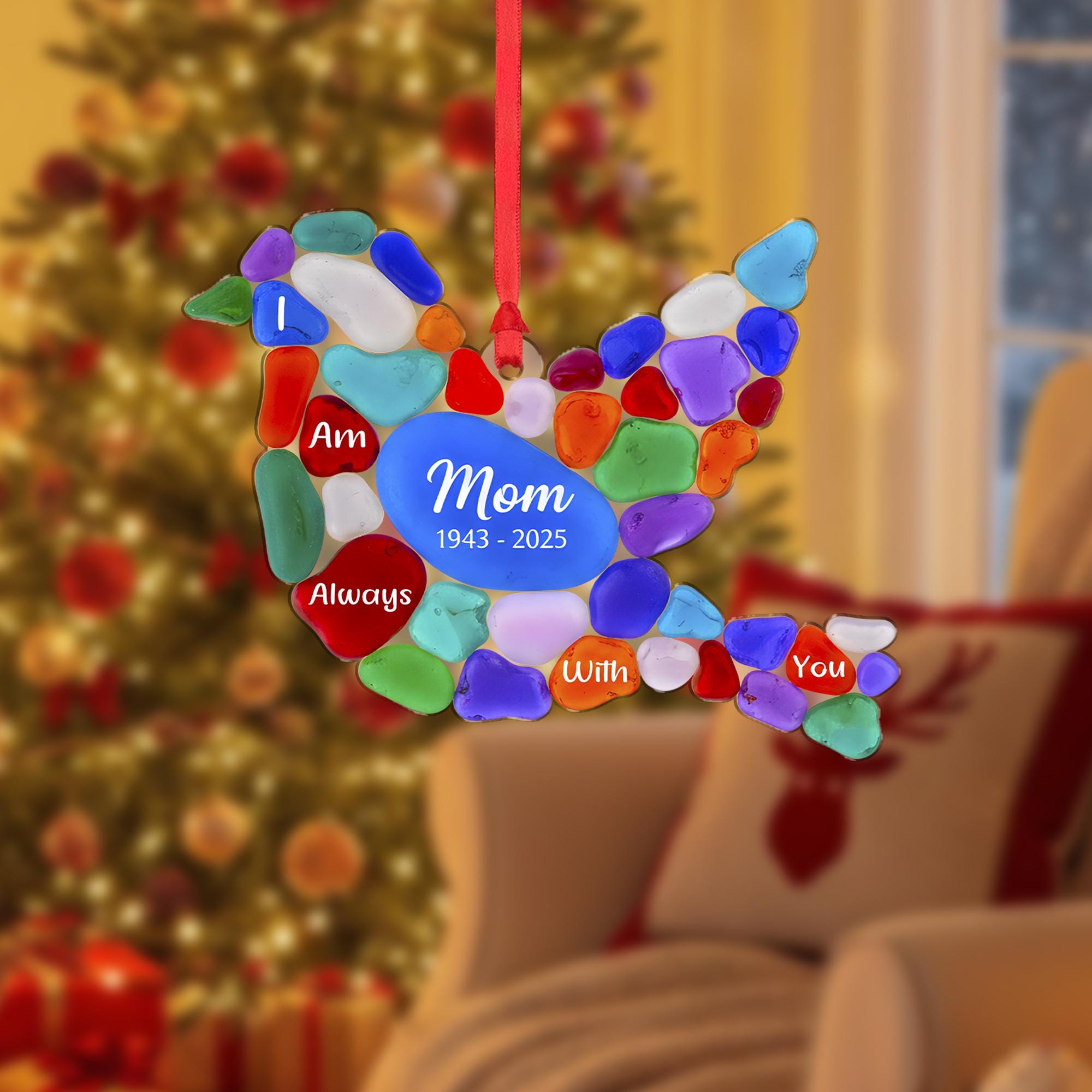 Personalized Bird Stone Christmas Ornament, Sea Style, Memorial Name and Years