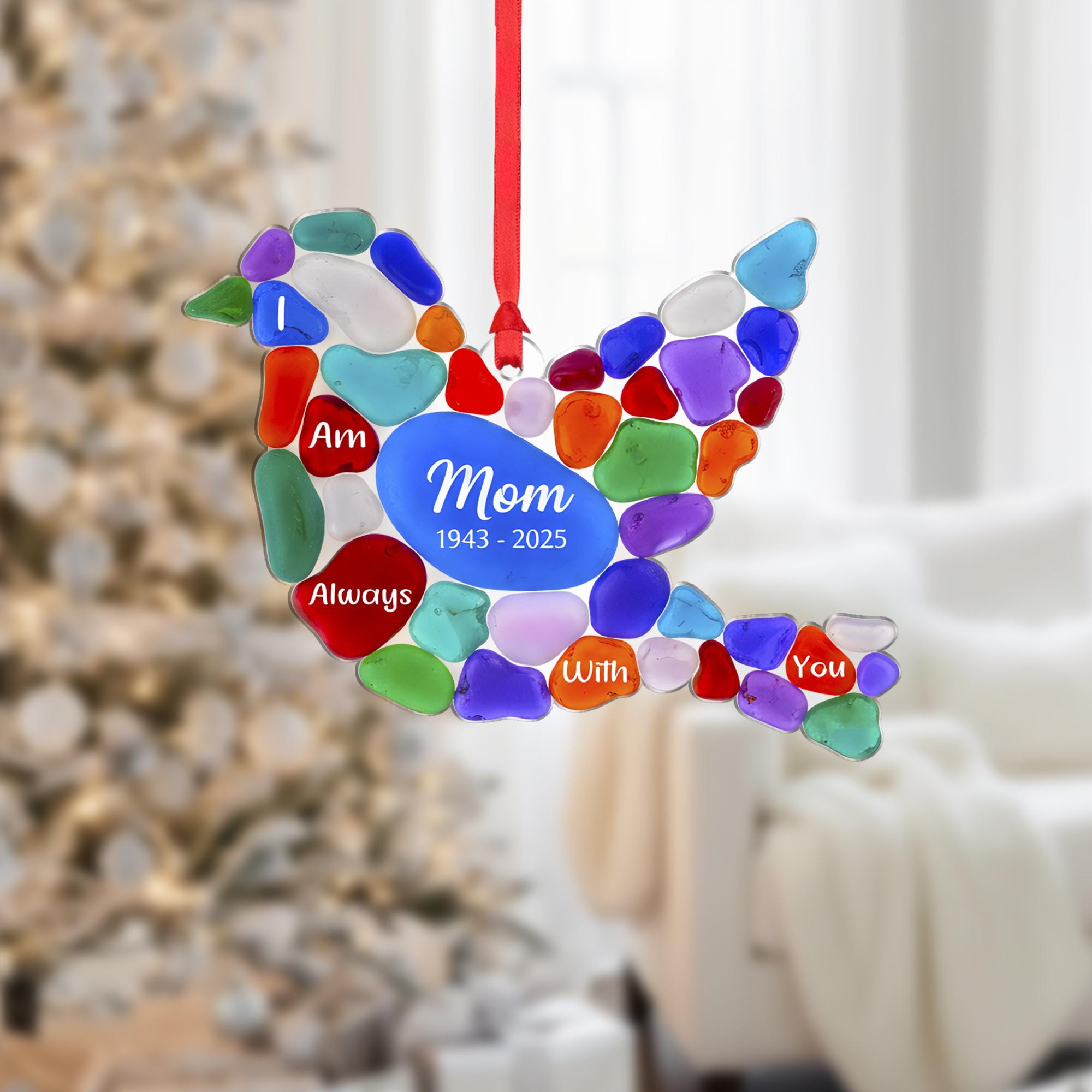 Personalized Bird Stone Christmas Ornament, Sea Style, Memorial Name and Years