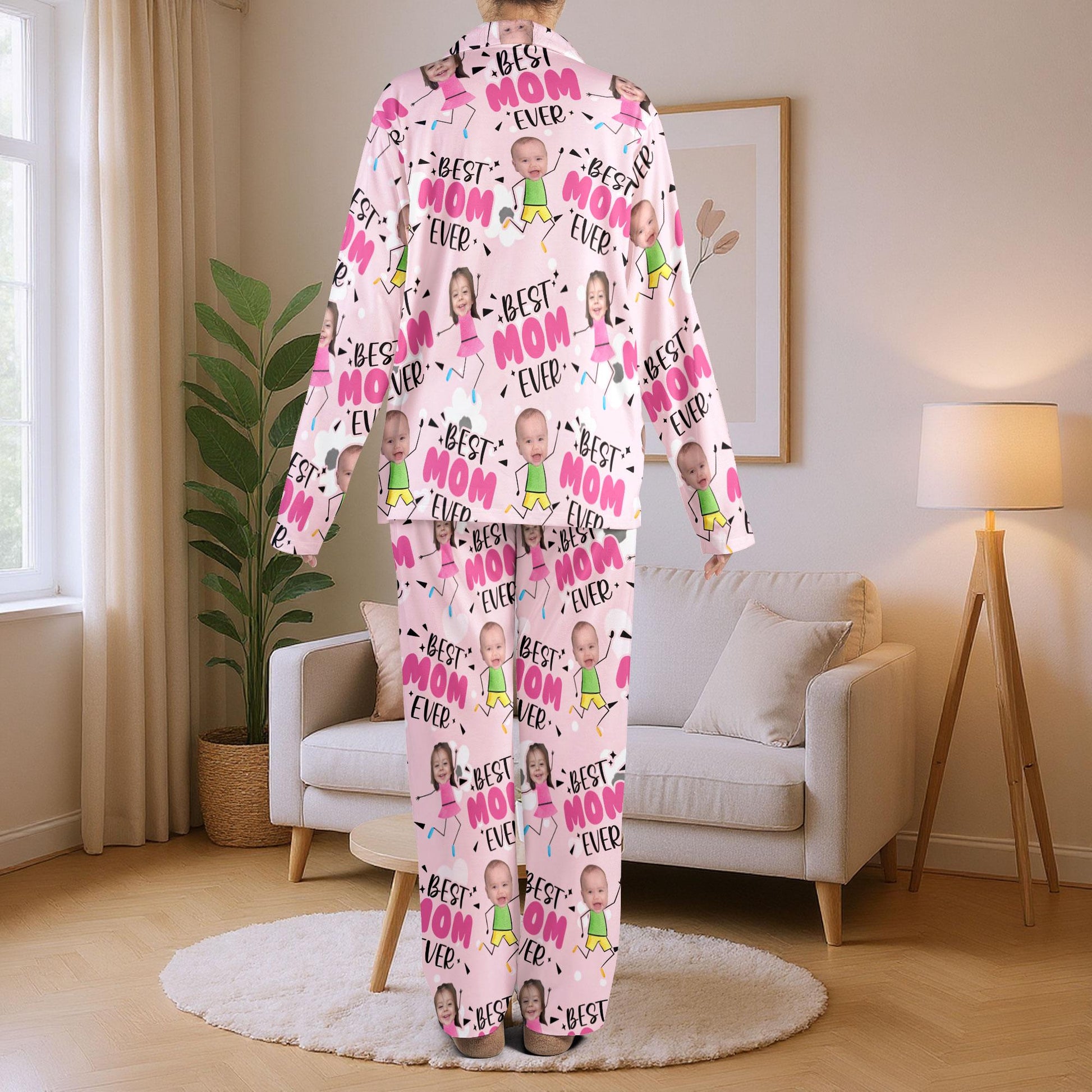 Custom Photo Pajama Set Personalized Mom Grandma Loungewear