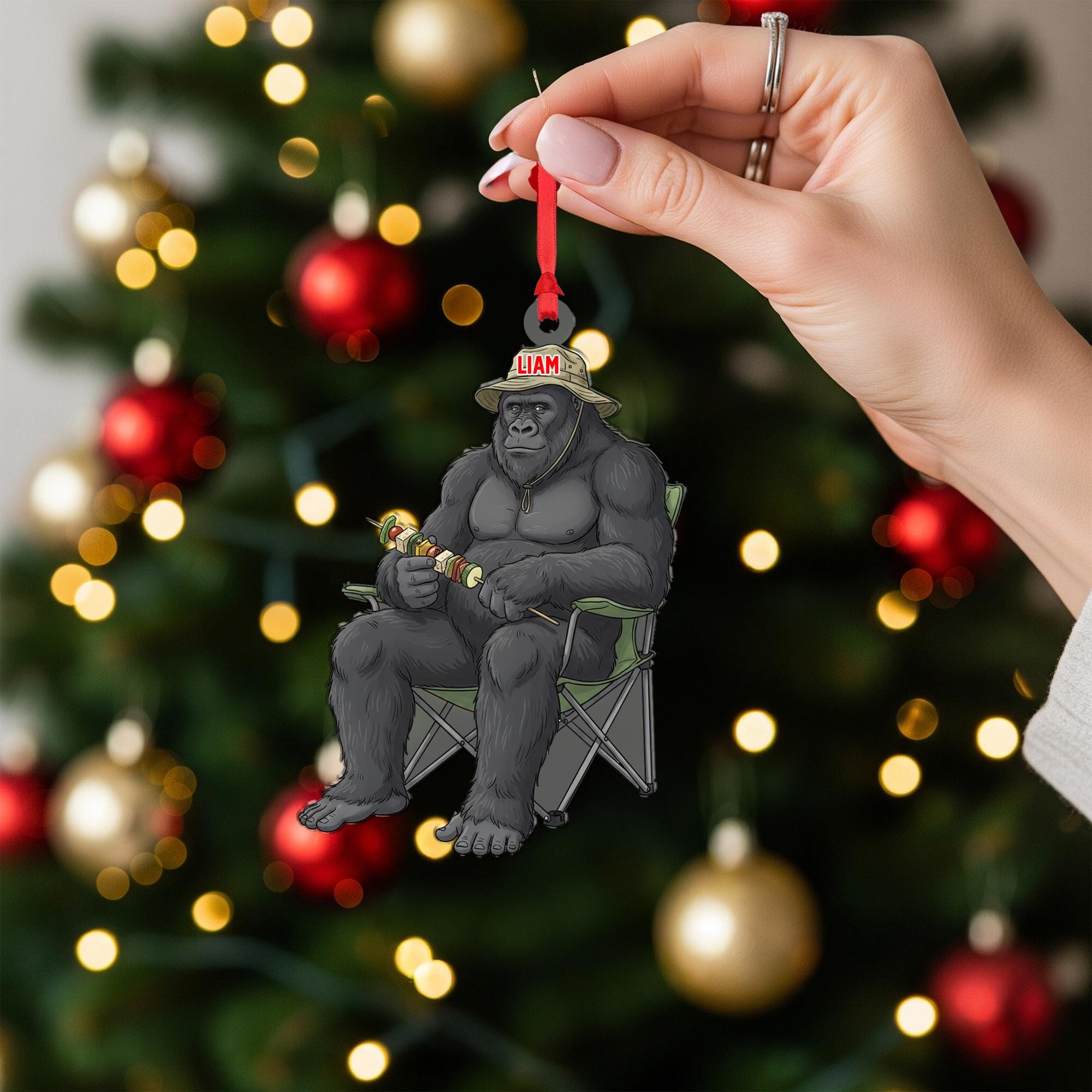 Personalized Grilling Bigfoot Sasquatch Acrylic Ornament: BBQ Dad Christmas Gift