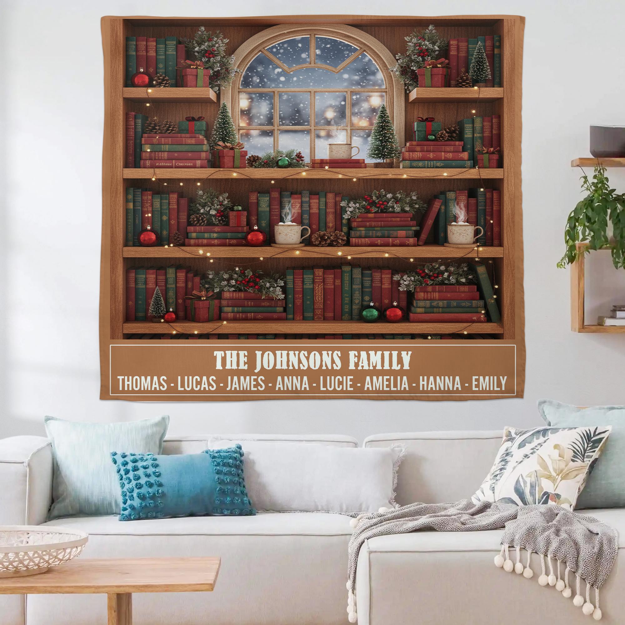 Personalized Family Name Christmas Tapestry: Bookshelf & Holiday Decor