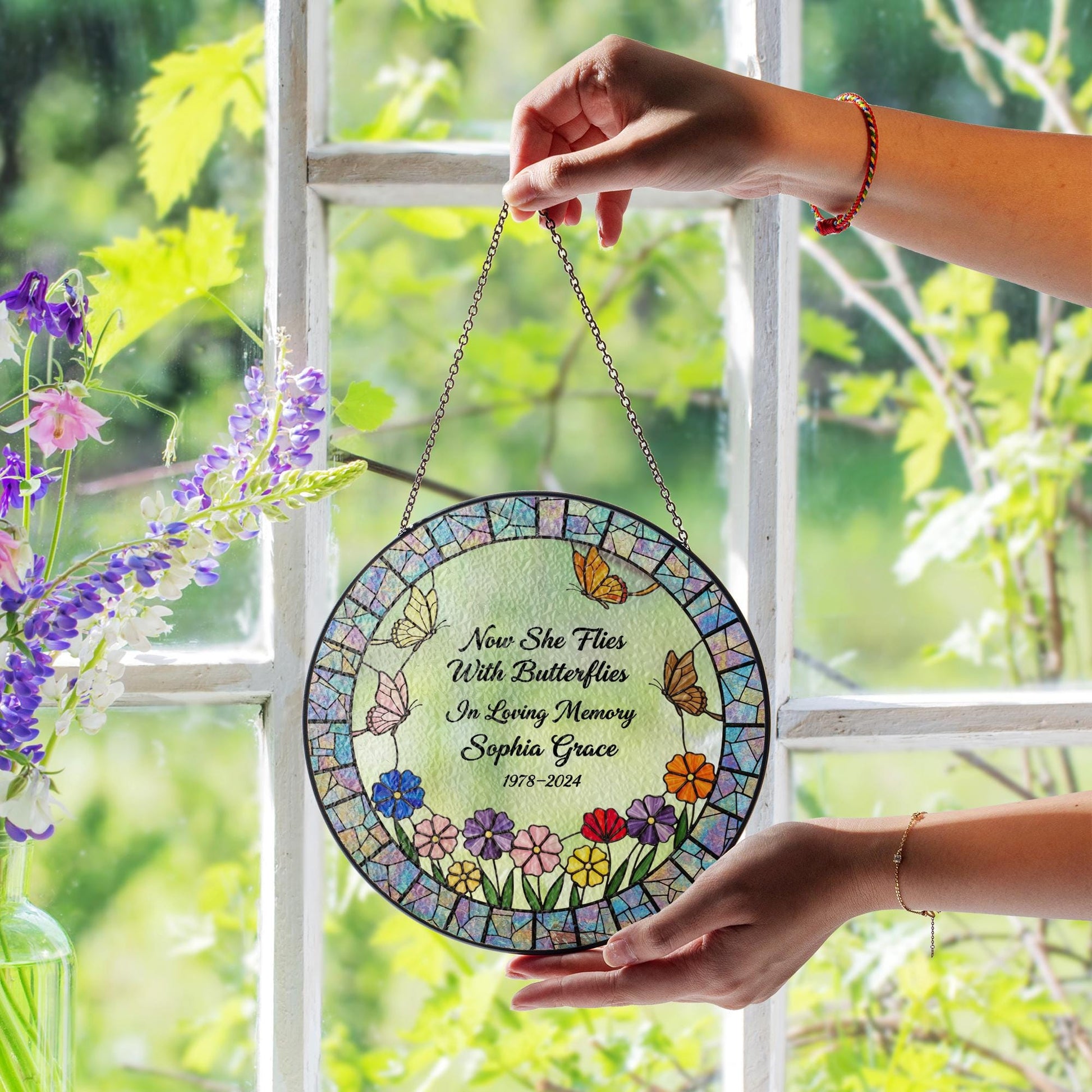 Personalized Butterfly Memorial Suncatcher – In Loving Memory Gift