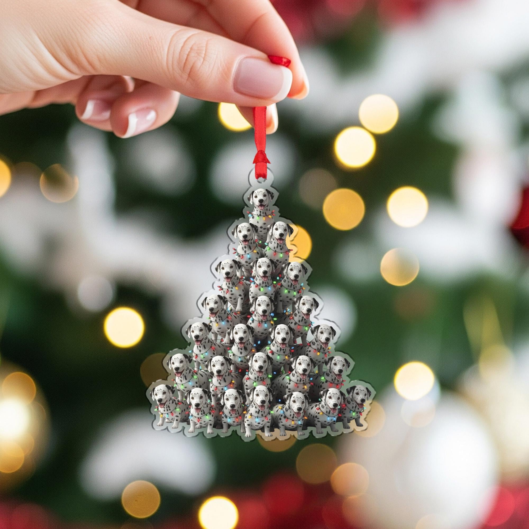 Dog Christmas Ornament – Dalmatian Tree Decoration with Lights and Holiday Design