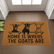 Goat Doormat – Farmhouse Entry Rug with Coir Material and Home Quote Design