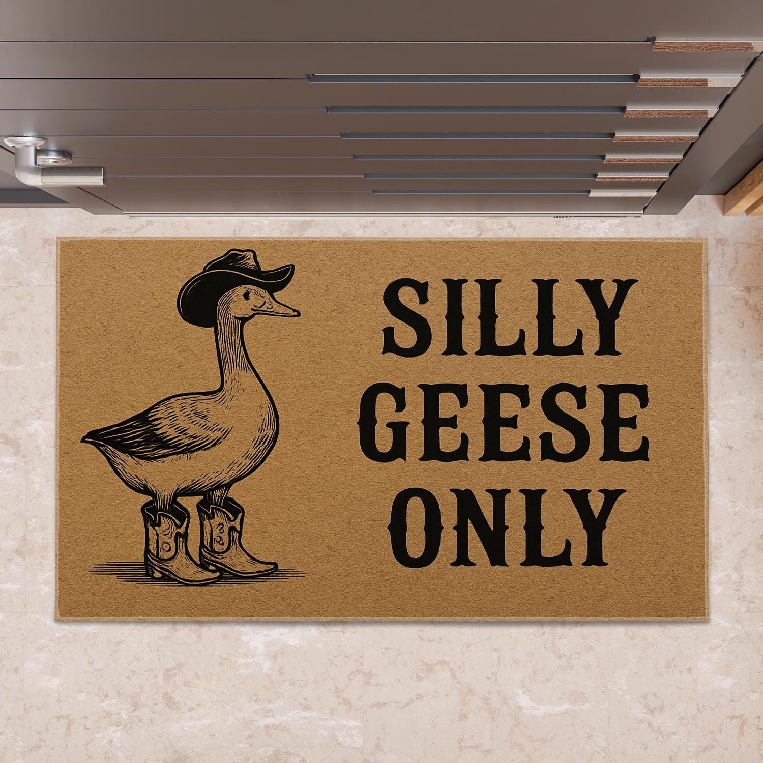 Goose Doormat – Farmhouse Entry Rug with Coir Material and Funny Text Design