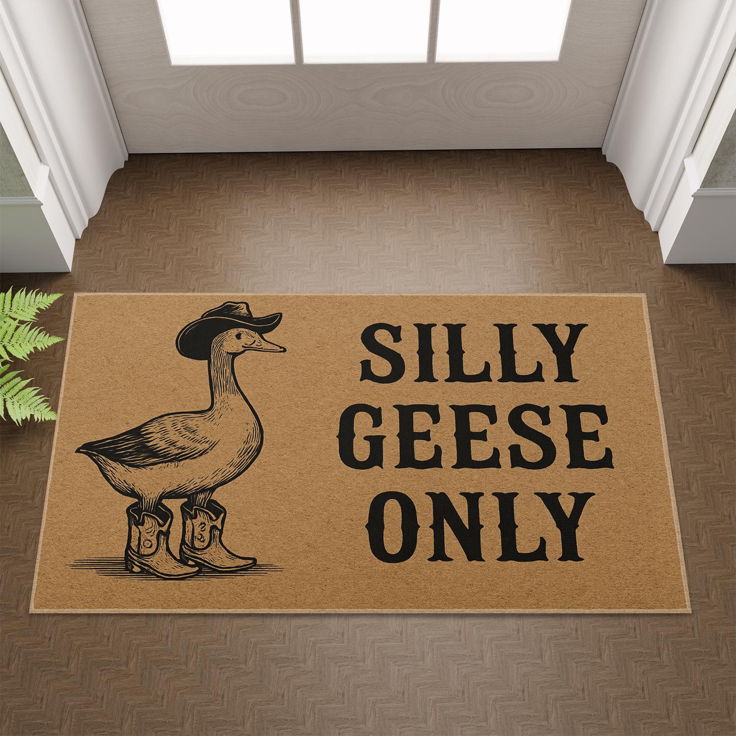 Goose Doormat – Farmhouse Entry Rug with Coir Material and Funny Text Design