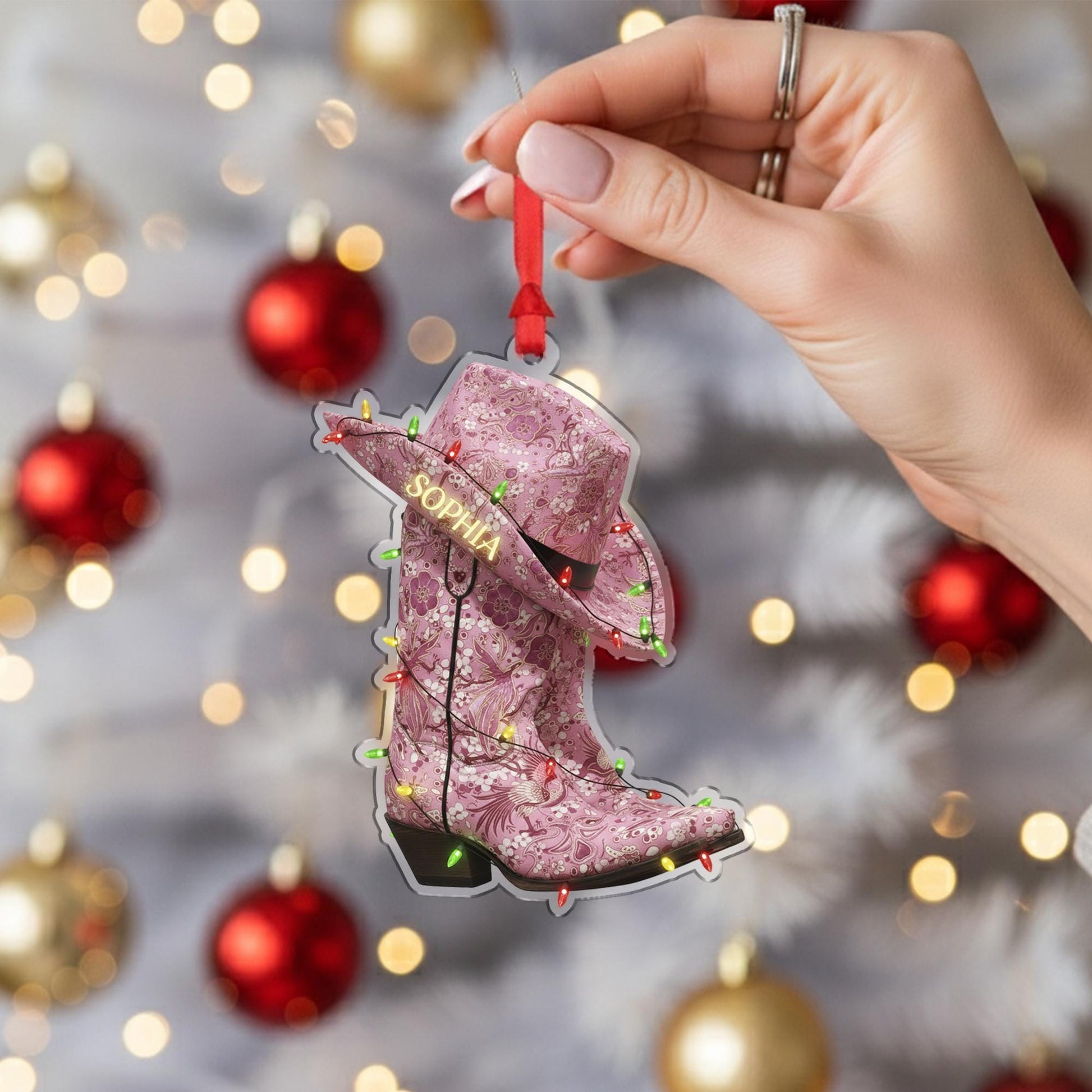 Personalized Cowboy Boot Ornament – Custom Western Christmas Tree Decoration