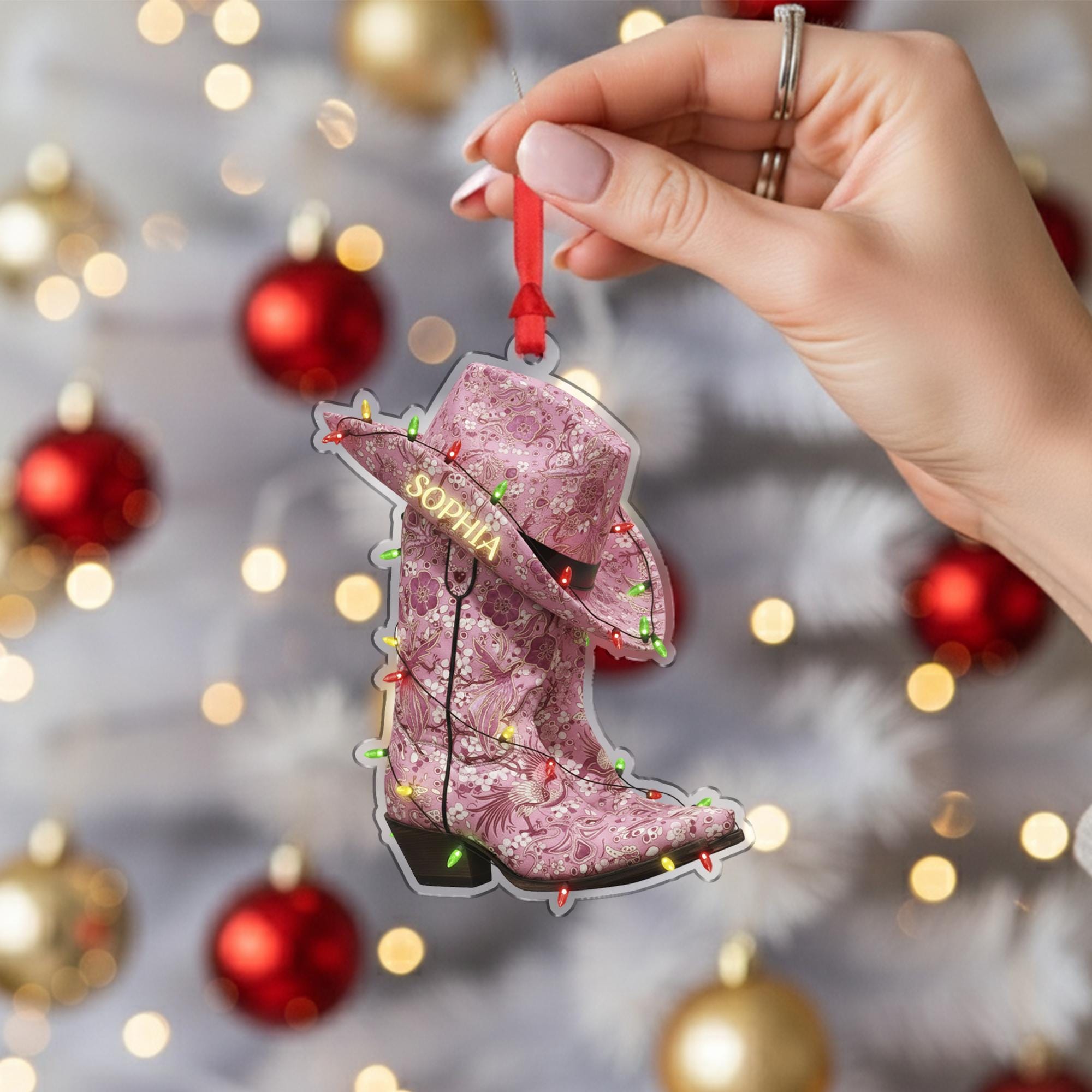 Personalized Cowboy Boot Ornament – Custom Western Christmas Tree Decoration