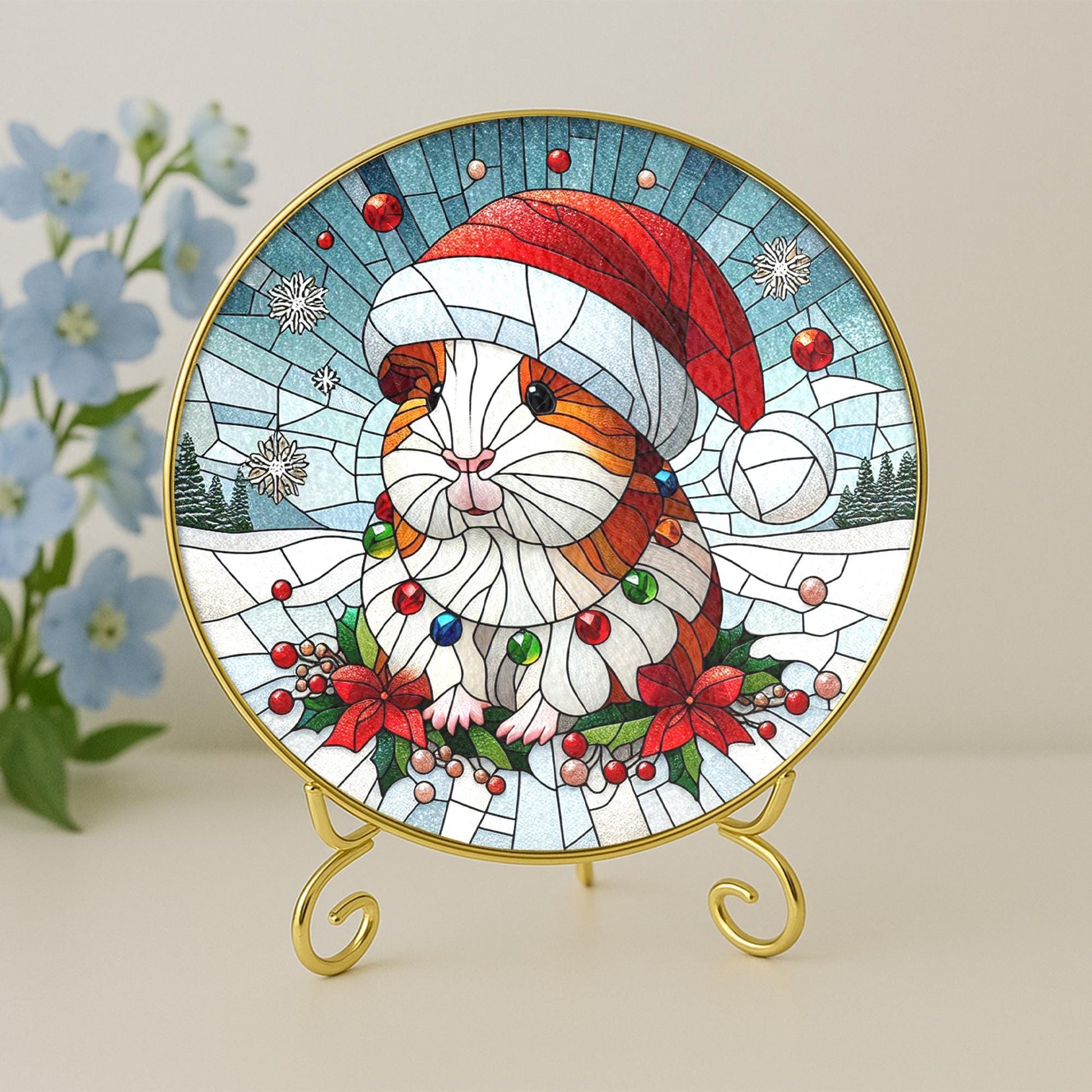 Christmas Guinea Pig Suncatcher – Holiday Window Hanging Ornament