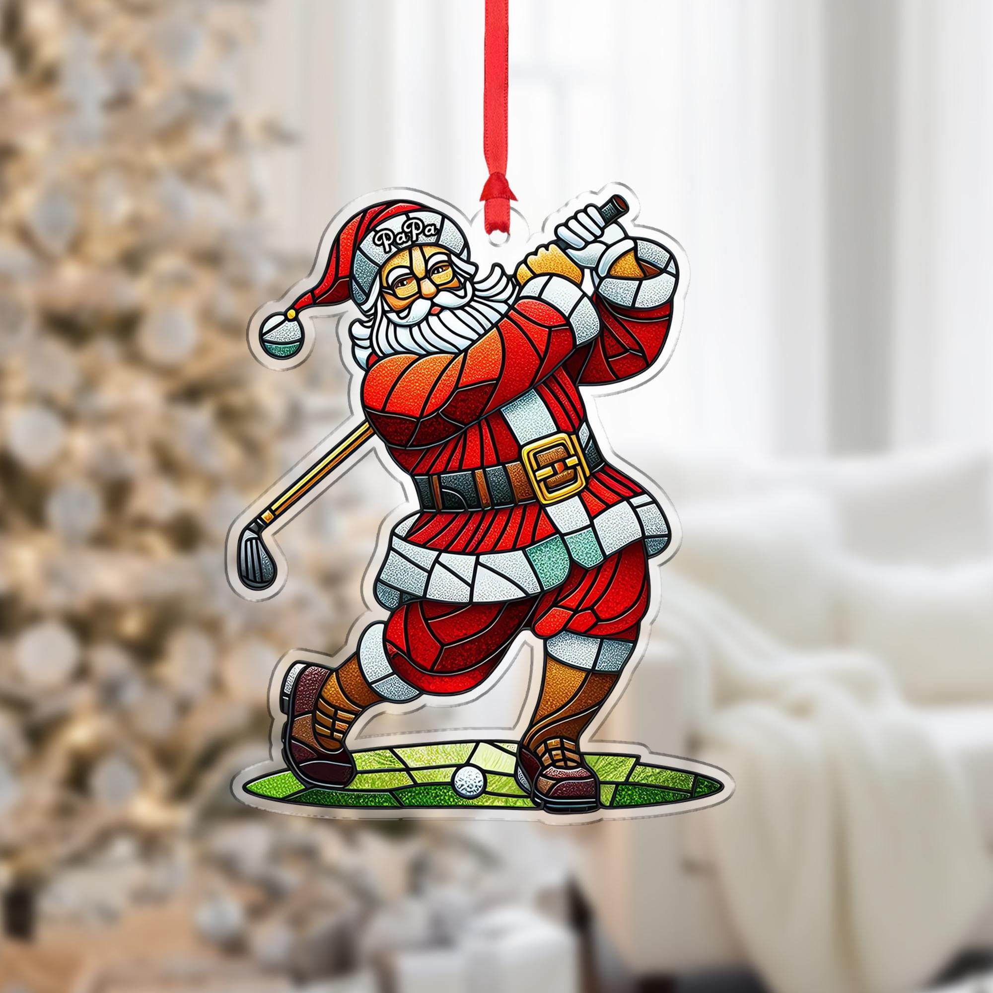 Golf Santa Christmas Ornament – Funny Holiday Tree Decoration