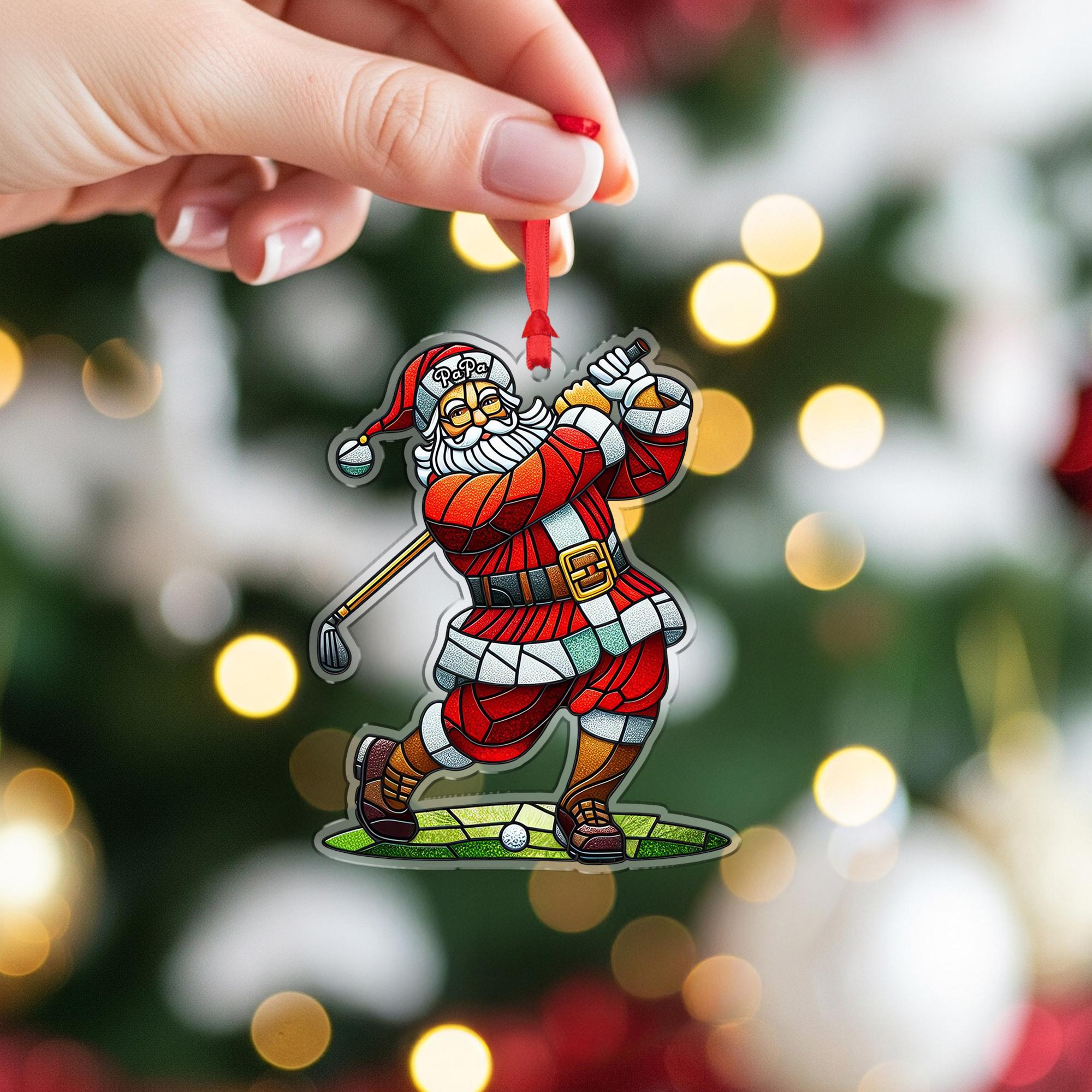 Golf Santa Christmas Ornament – Funny Holiday Tree Decoration