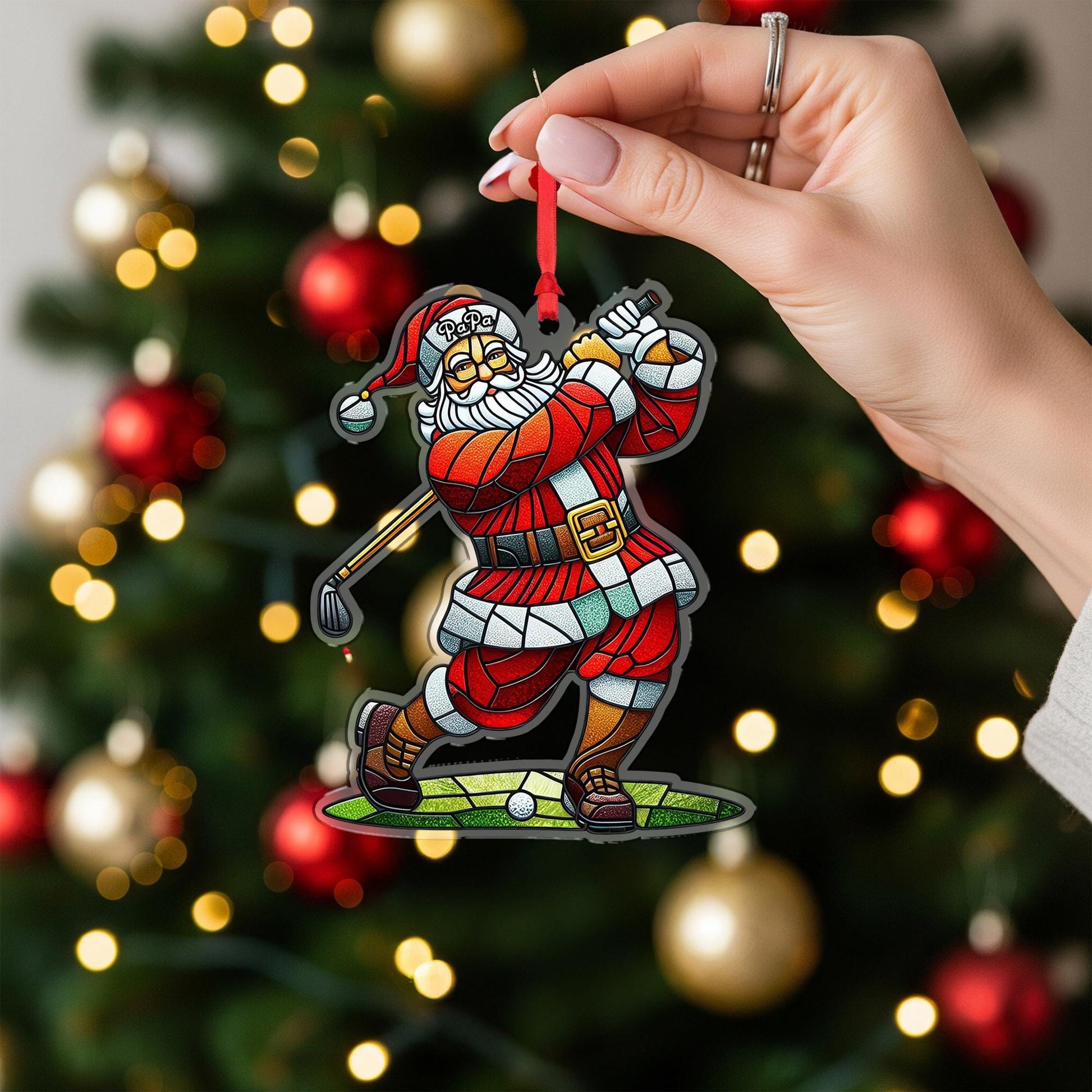 Golf Santa Christmas Ornament – Funny Holiday Tree Decoration