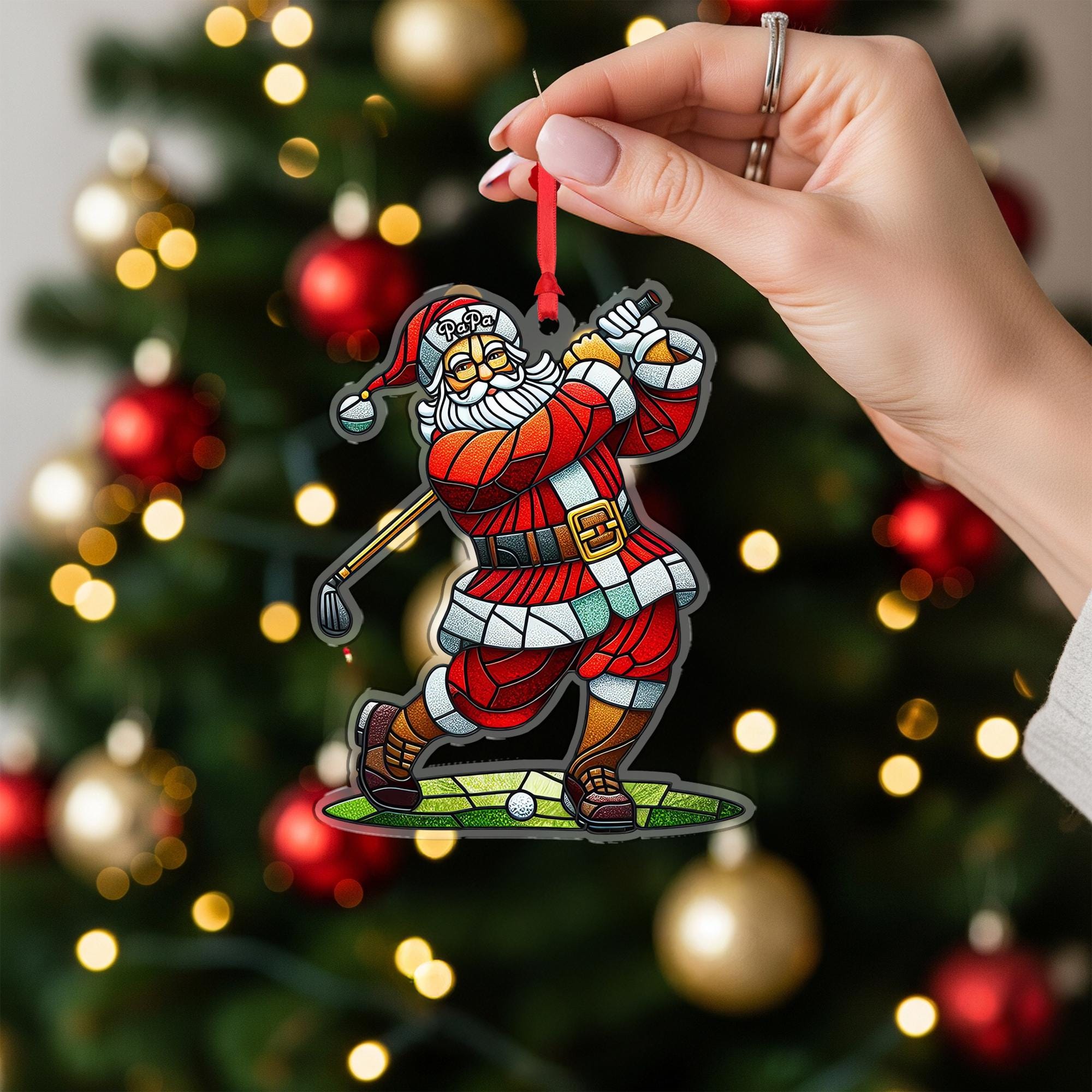 Golf Santa Christmas Ornament – Funny Holiday Tree Decoration