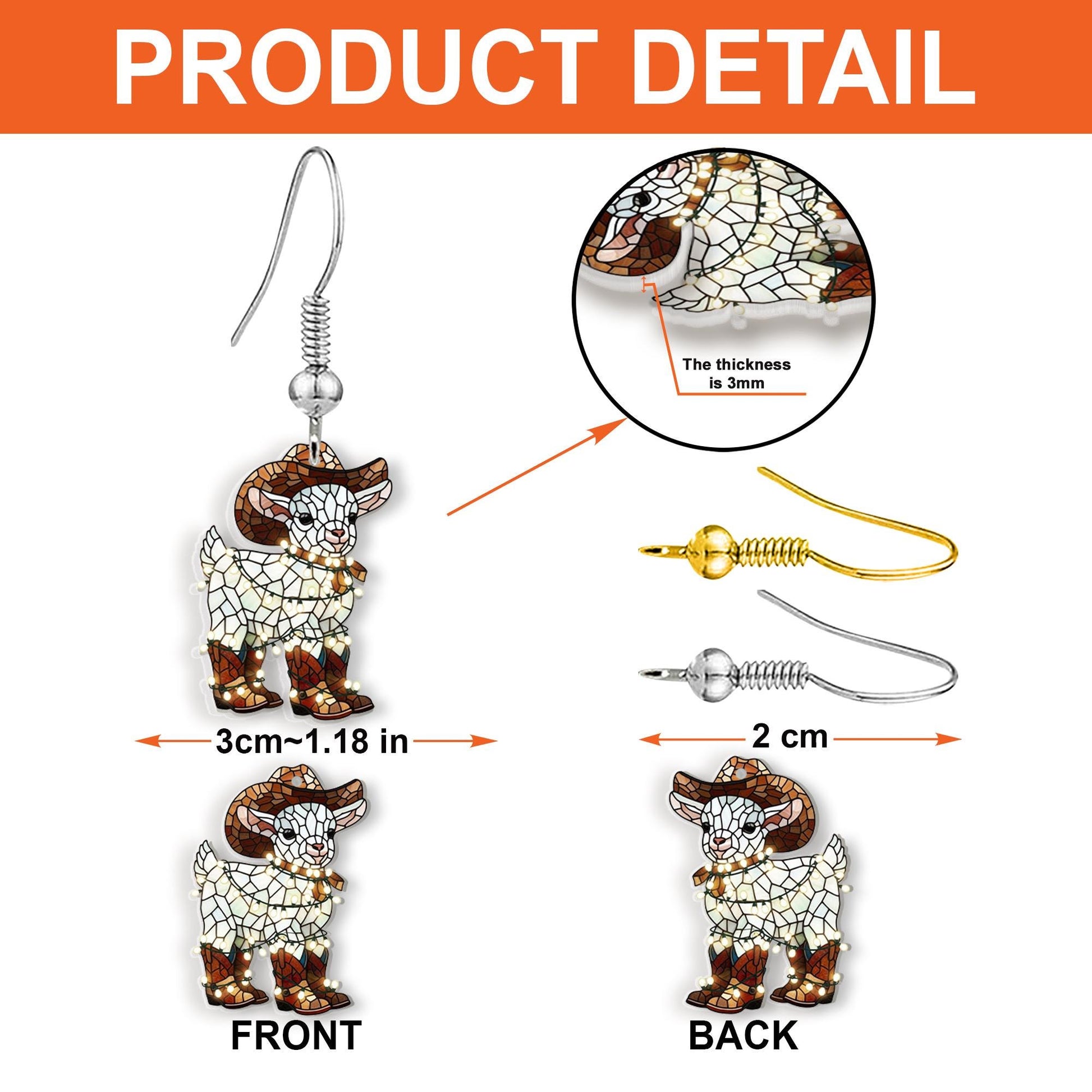 Goat Earrings – Cowboy Hat Western Farm Dangle Jewelry