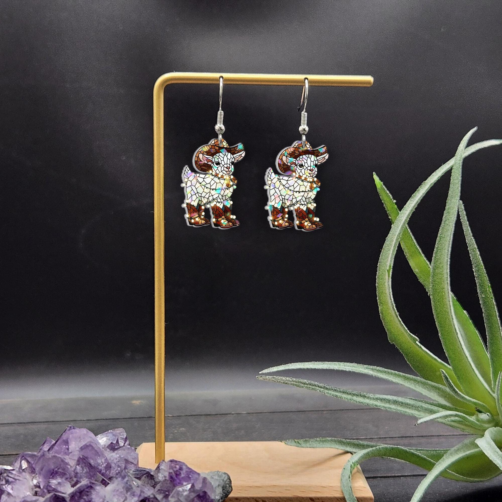 Goat Earrings – Cowboy Hat Western Farm Dangle Jewelry