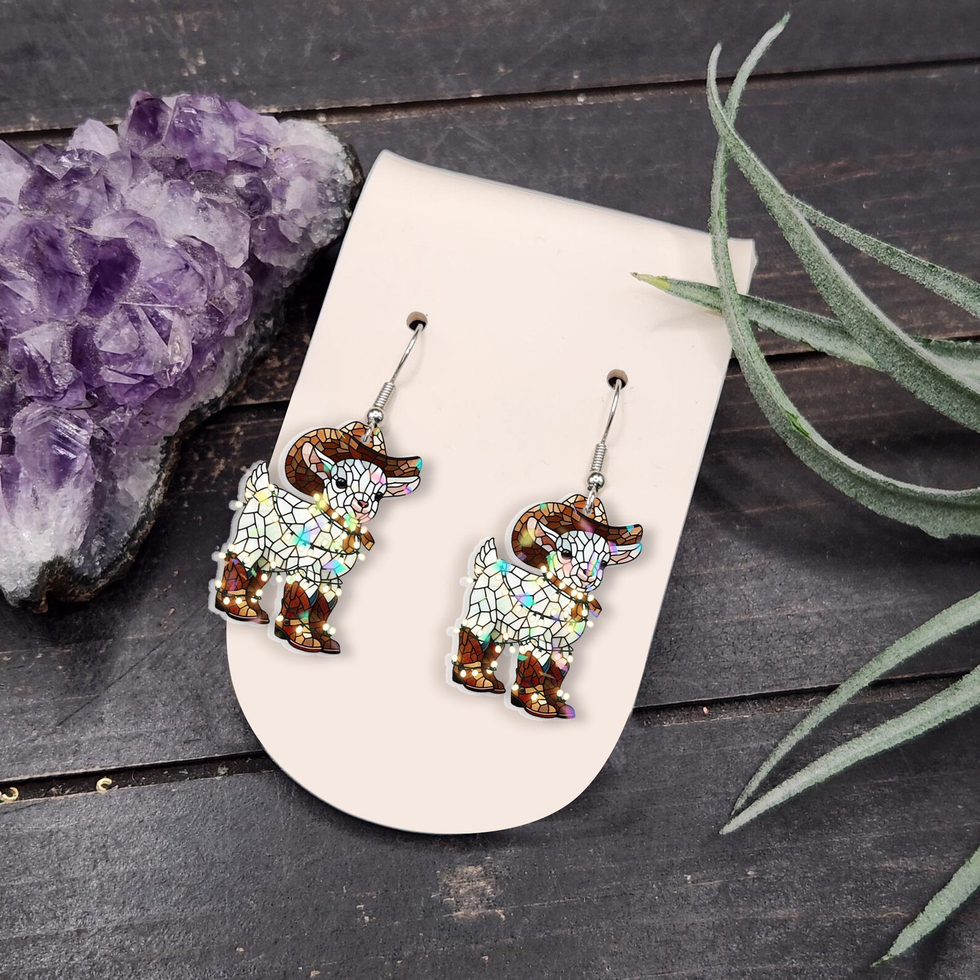 Goat Earrings – Cowboy Hat Western Farm Dangle Jewelry