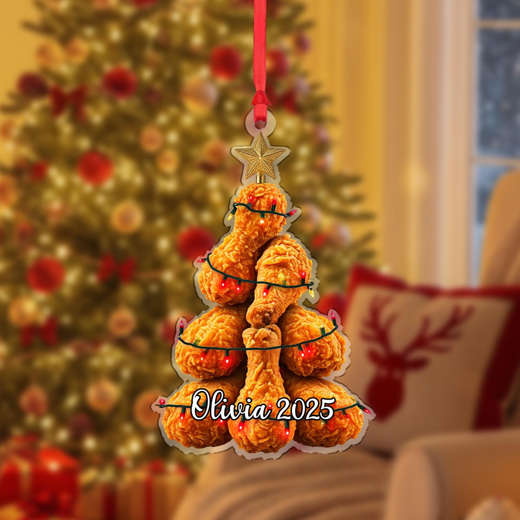 Fried Chicken Christmas Ornament – Funny Personalized Food Tree Decoration