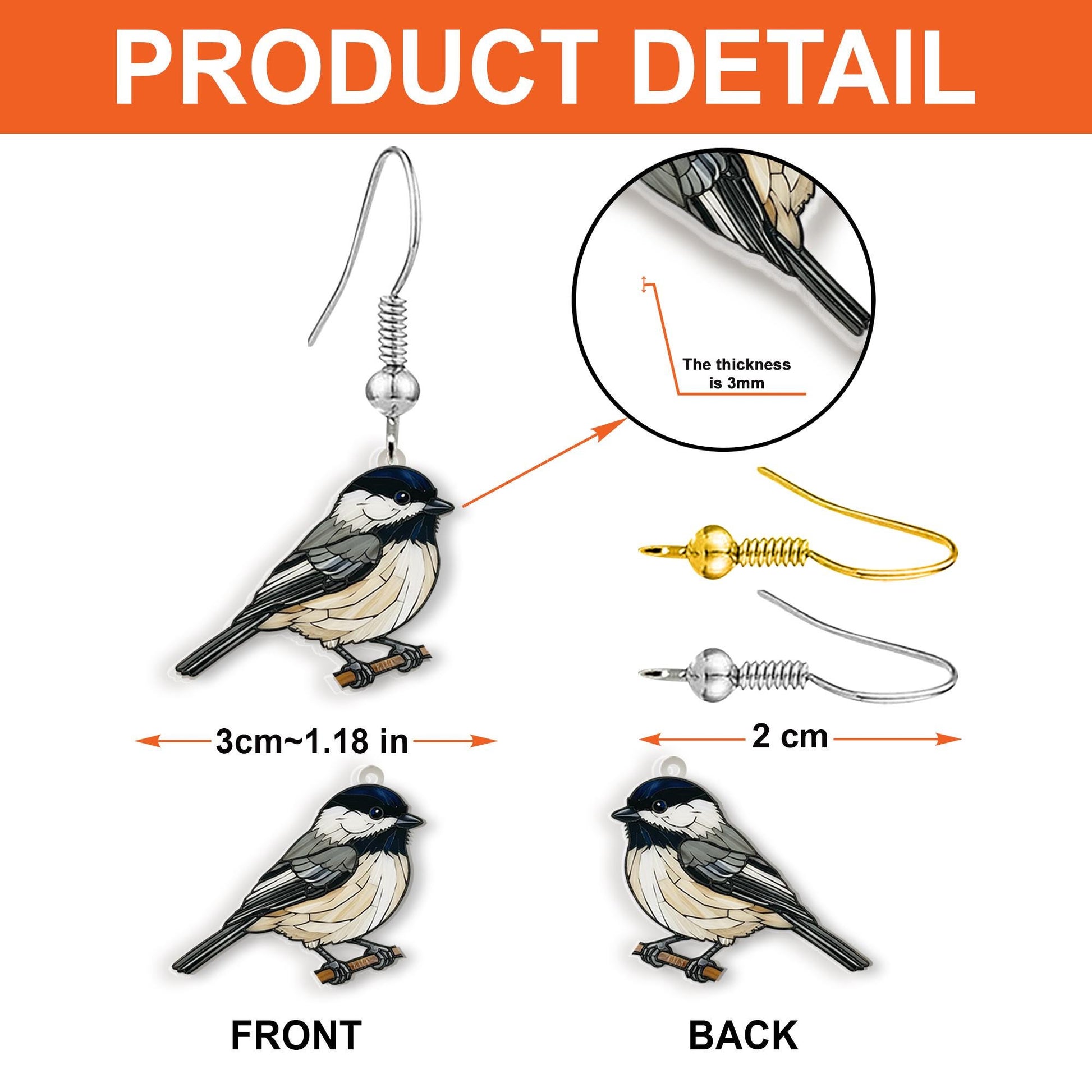 Chickadee Bird Earrings – Nature Inspired Woodland Dangle Jewelry Gift
