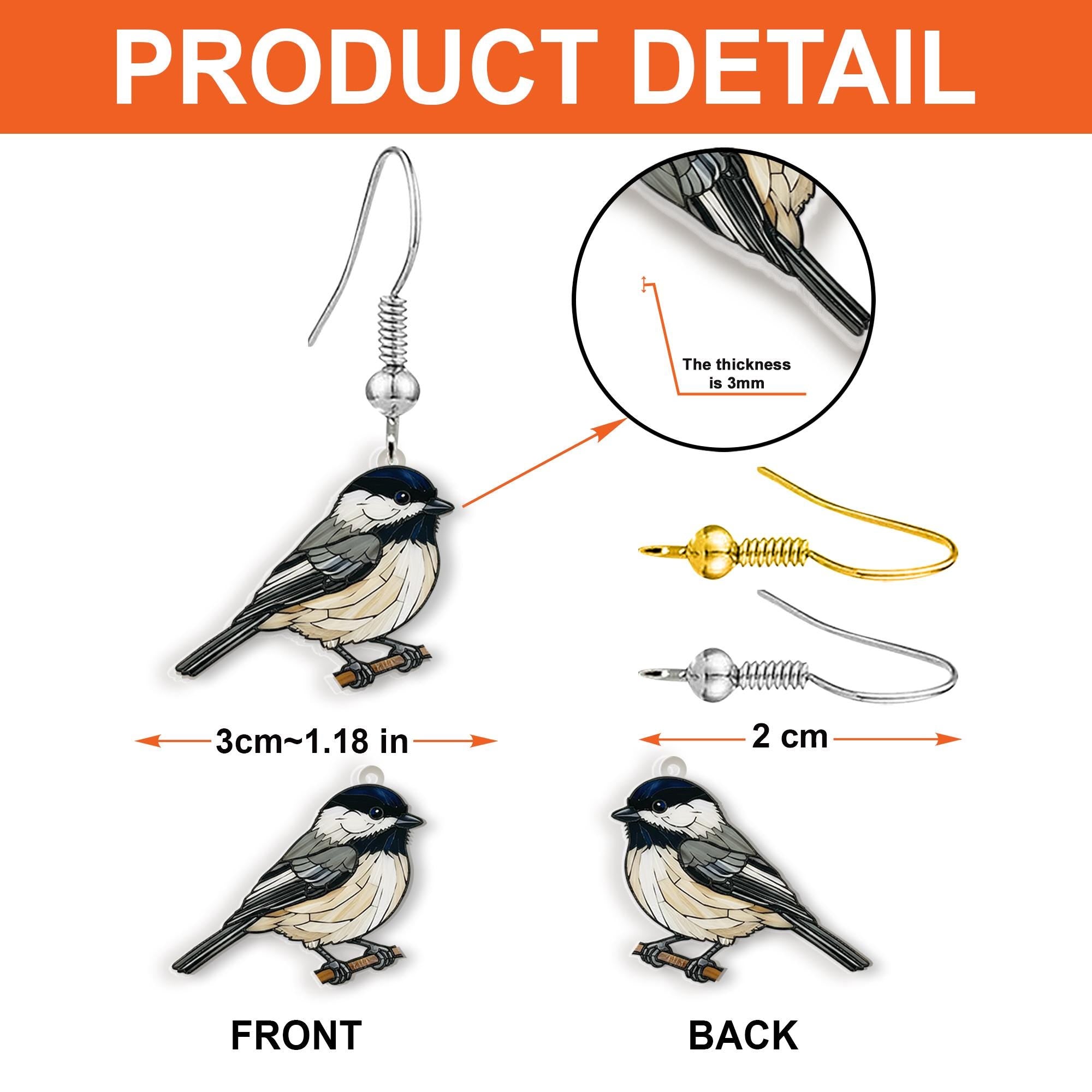 Chickadee Bird Earrings – Nature Inspired Woodland Dangle Jewelry Gift